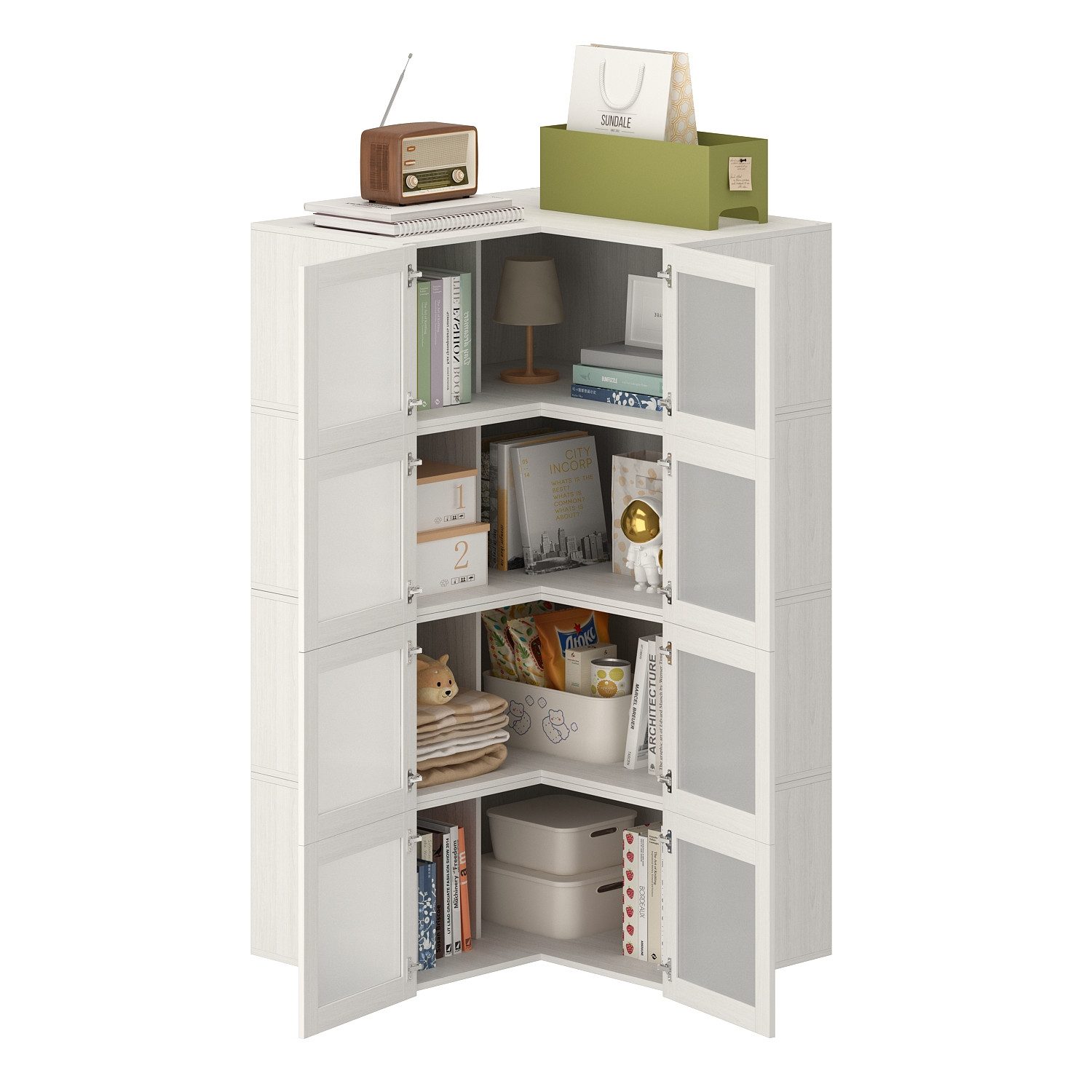 FUFU&GAGA Eckschrank Modularer Eckschrank mit Glastüren, günstig online kaufen