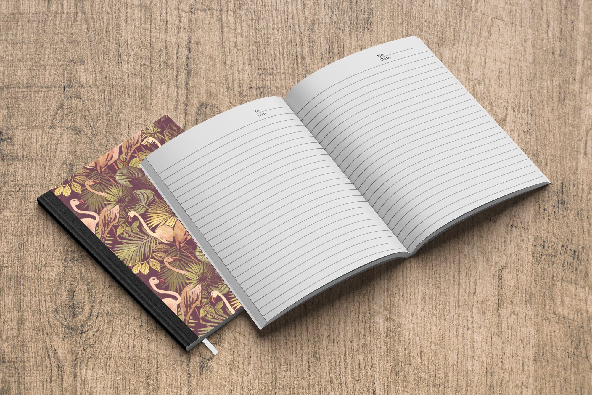Dschungel Notizbuch Tagebuch, Journal, Vintage - - Haushaltsbuch Merkzettel, A5, Notizheft, Muster, MuchoWow - Blätter - Flamingo 98 Seiten,