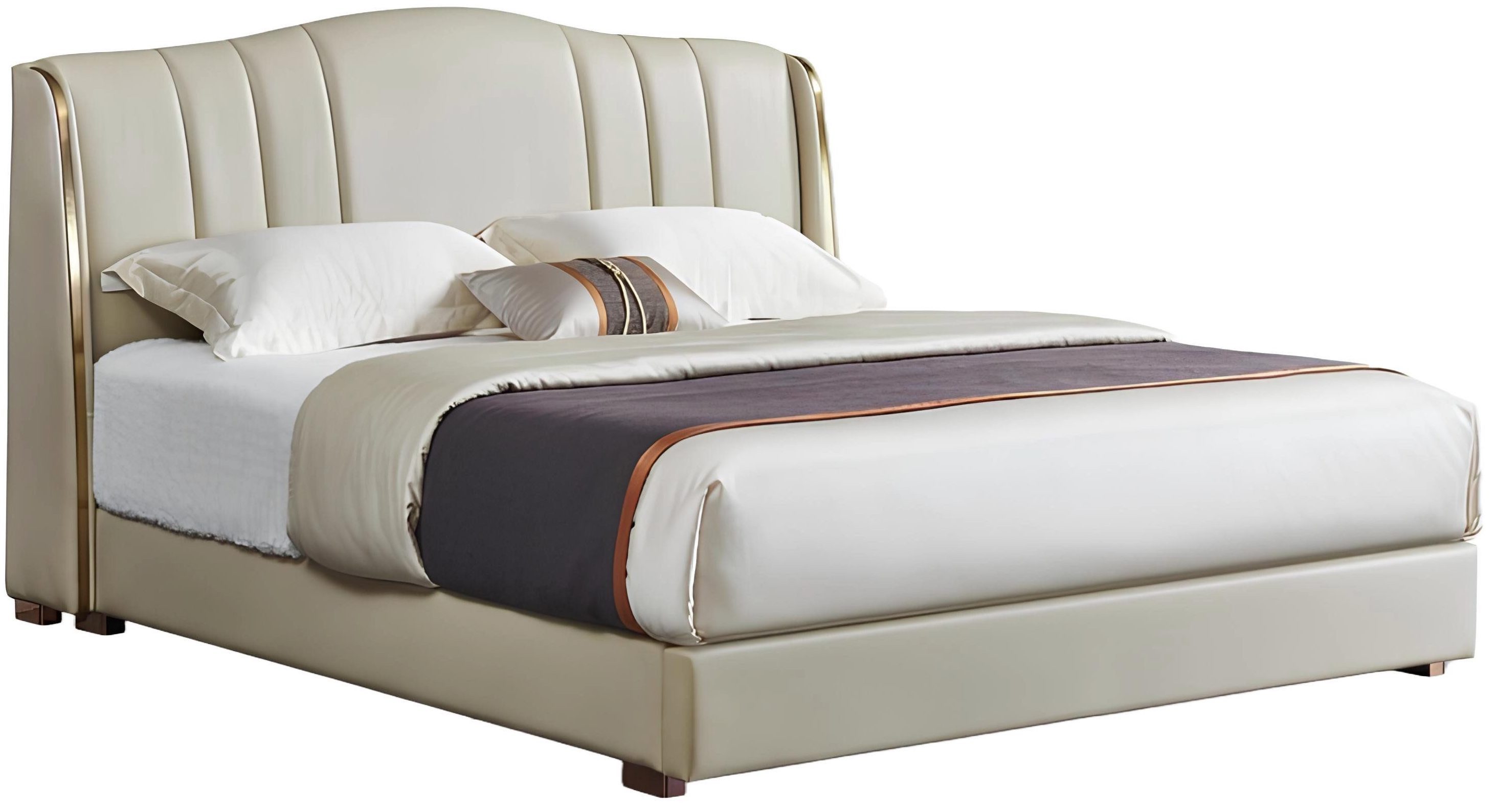 Xlmoebel Lederbett Designer Doppelbett aus Leder für das Schlafzimmer - Neues Ehebett (1-tlg., Bett), Hergestellt in Europa