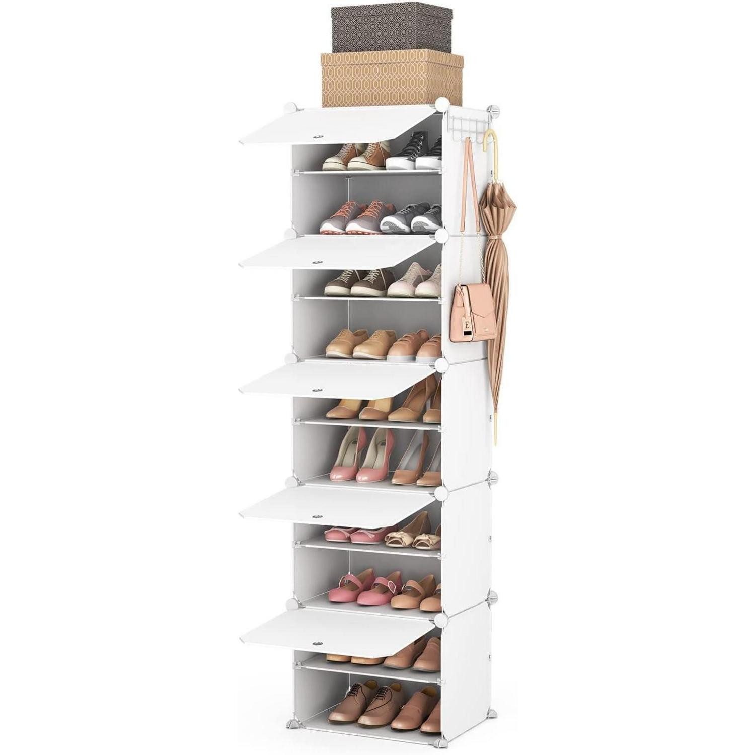 Vicye Schuhregal Großes Schuhregal 12 Ebenen Plastik 96 Paar Schuhe Transparente Tür