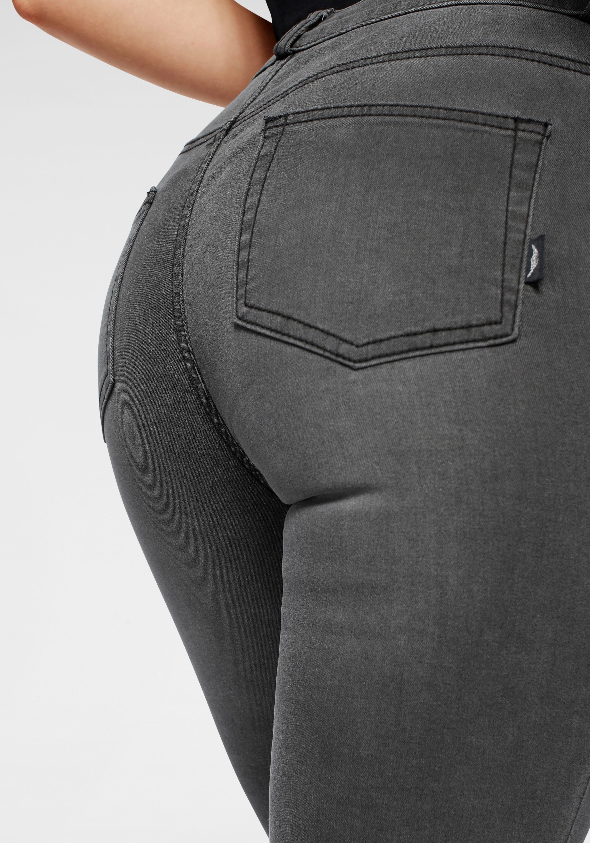 High Stretch grey-used Skinny-fit-Jeans Waist Arizona Ultra
