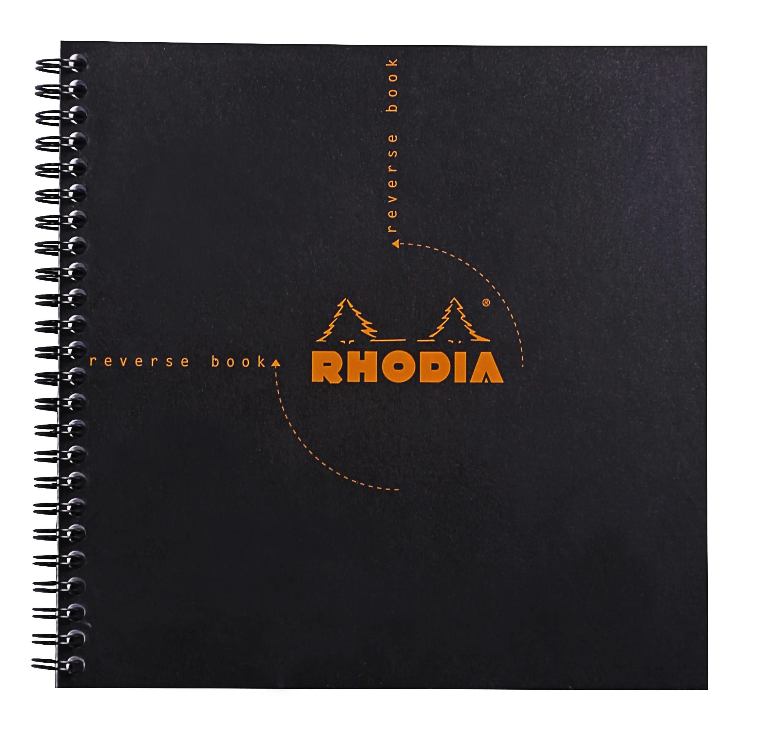 Rhodia Notizheft 5x Reverse Book mit Doppelspirale 21x21cm 80Blatt Schwarz 193609C, Rhodia, Blöcke, Hefte und Notizbücher