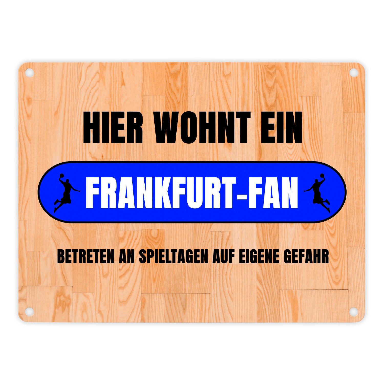 Metallschild Hier wohnt ein Frankfurt Fan Metallschild in 15x20 cm mit Motiv