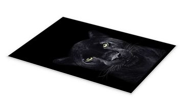Posterlounge Poster Valeriya Korenkova, Schwarzer Panther auf schwarzem Grund, Illustration