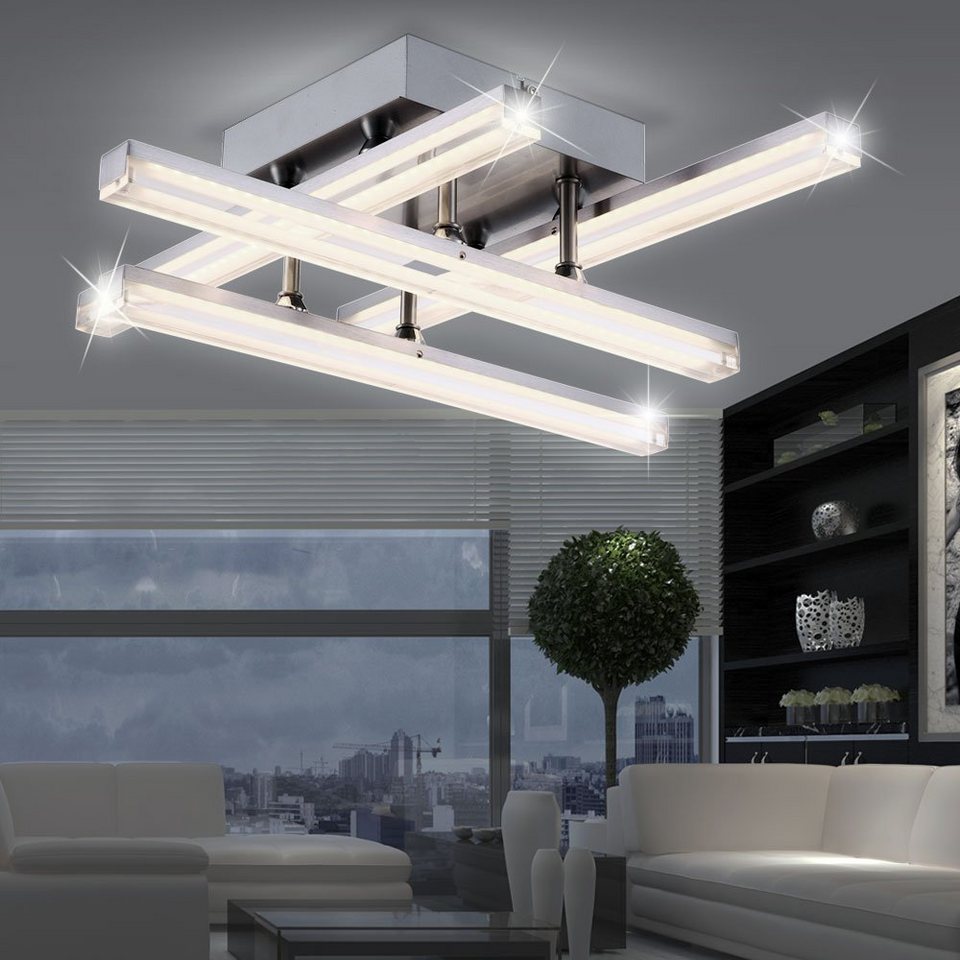 Globo LED Deckenleuchte, LED-Leuchtmittel fest verbaut, Warmweiß, 29 Watt  LED Decken Lampe Wohnraum Beleuchtung Streifen Leuchte Globo