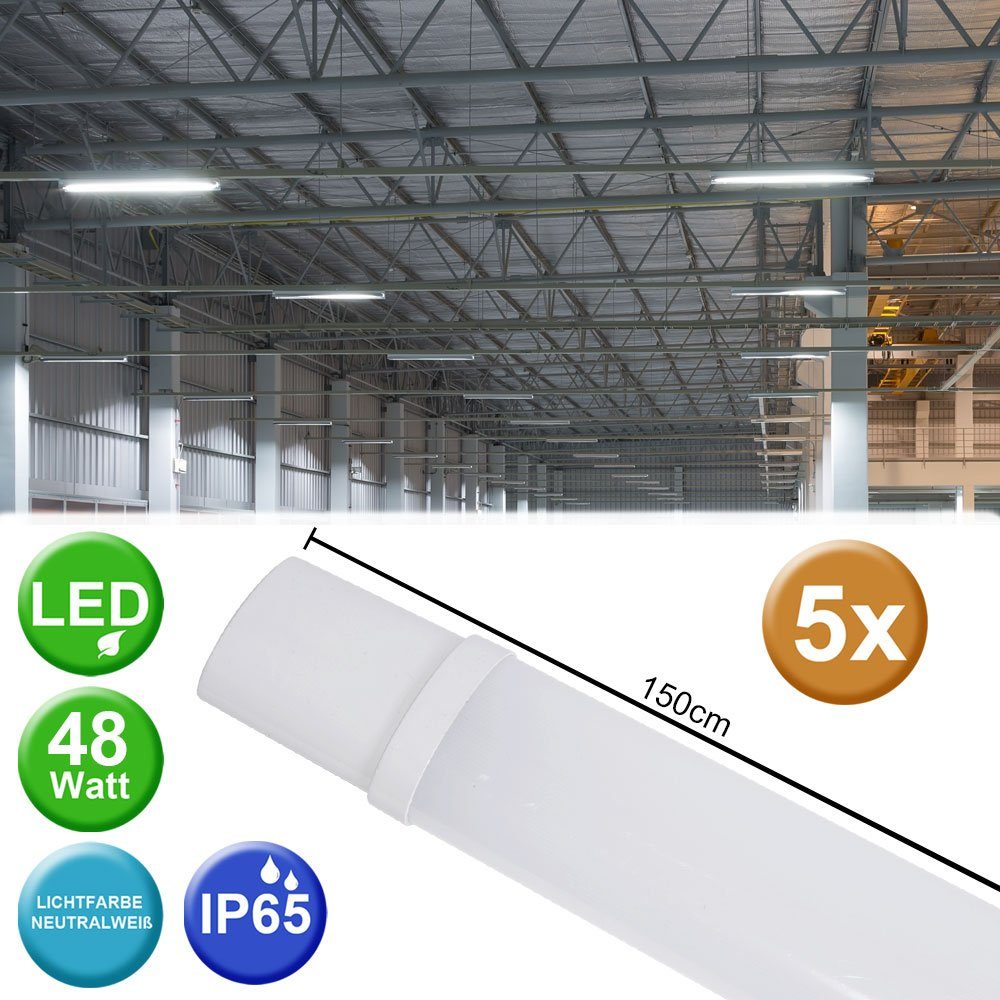 5x SMD LED Wannen Lampen Werkstatt Keller Decken Beleuchtung Feucht-Raum Garagen 