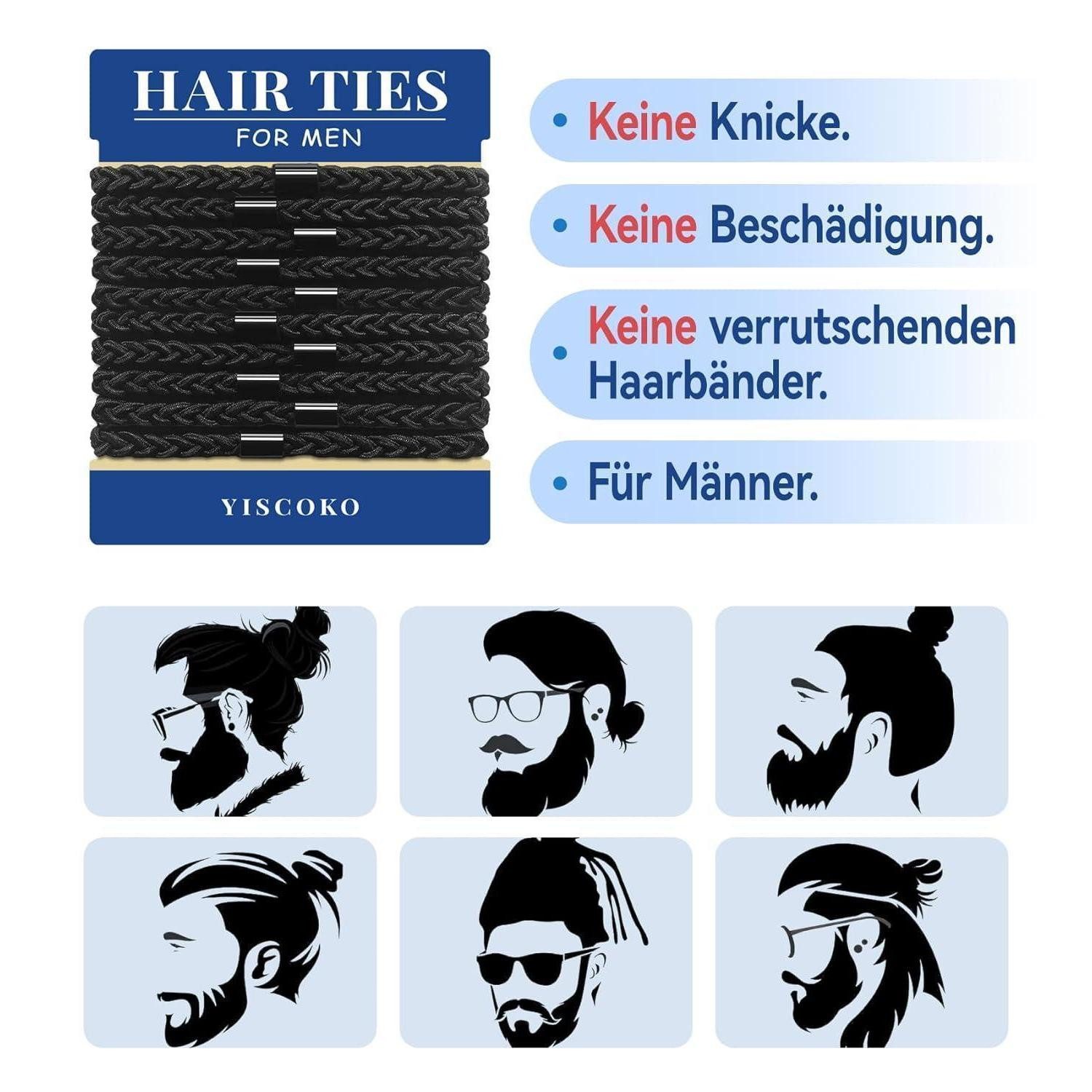 LuxusKollektion Haargummi Herren-Haargummis Schwarz Nylon, 10er Pack - Stilvolles