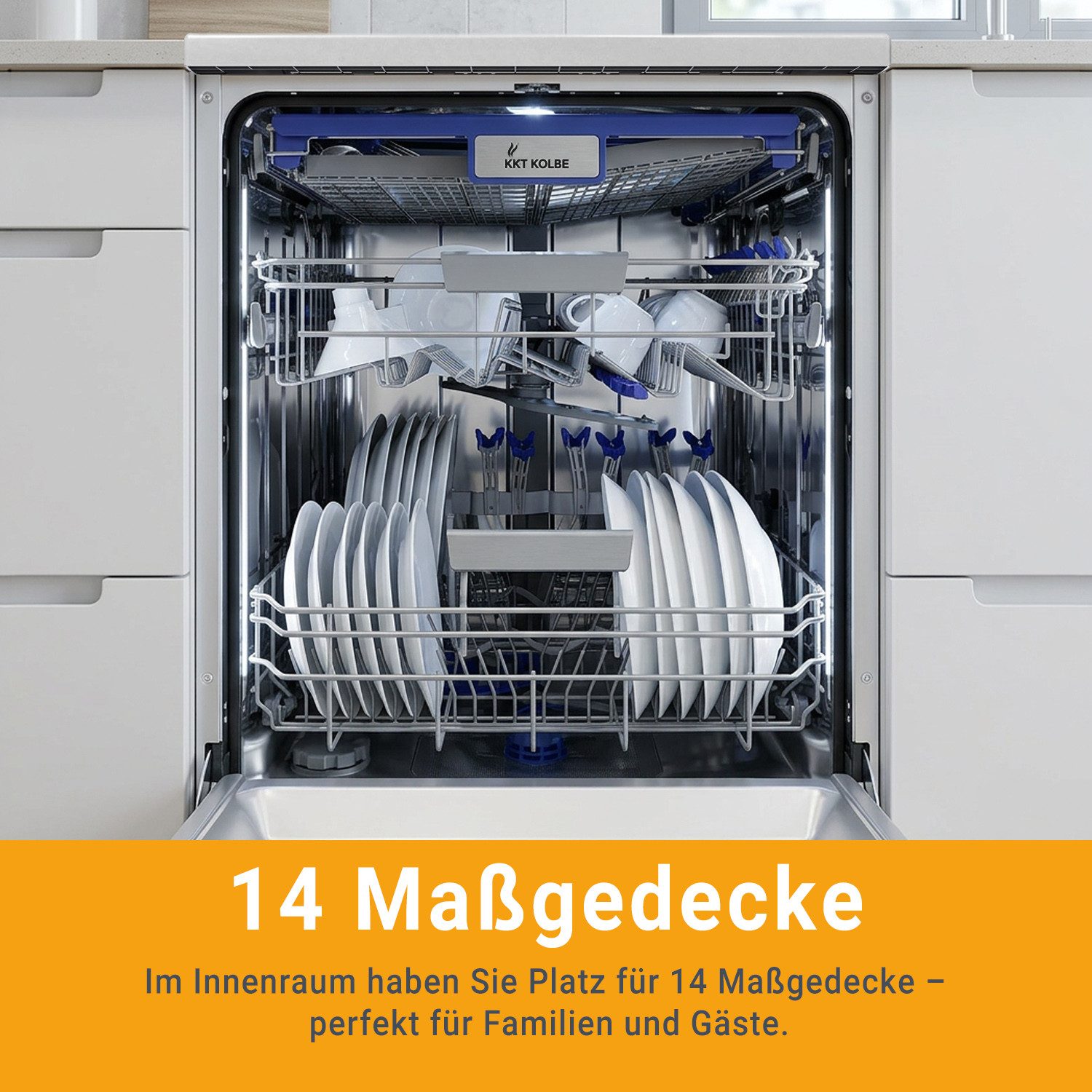 KKT KOLBE Standgeschirrspüler DW60FSE, 9,5 l, 14 Maßgedecke, 60cm / Edelstahl / AquaStop / 7 Programme / 14 Maßgedecke