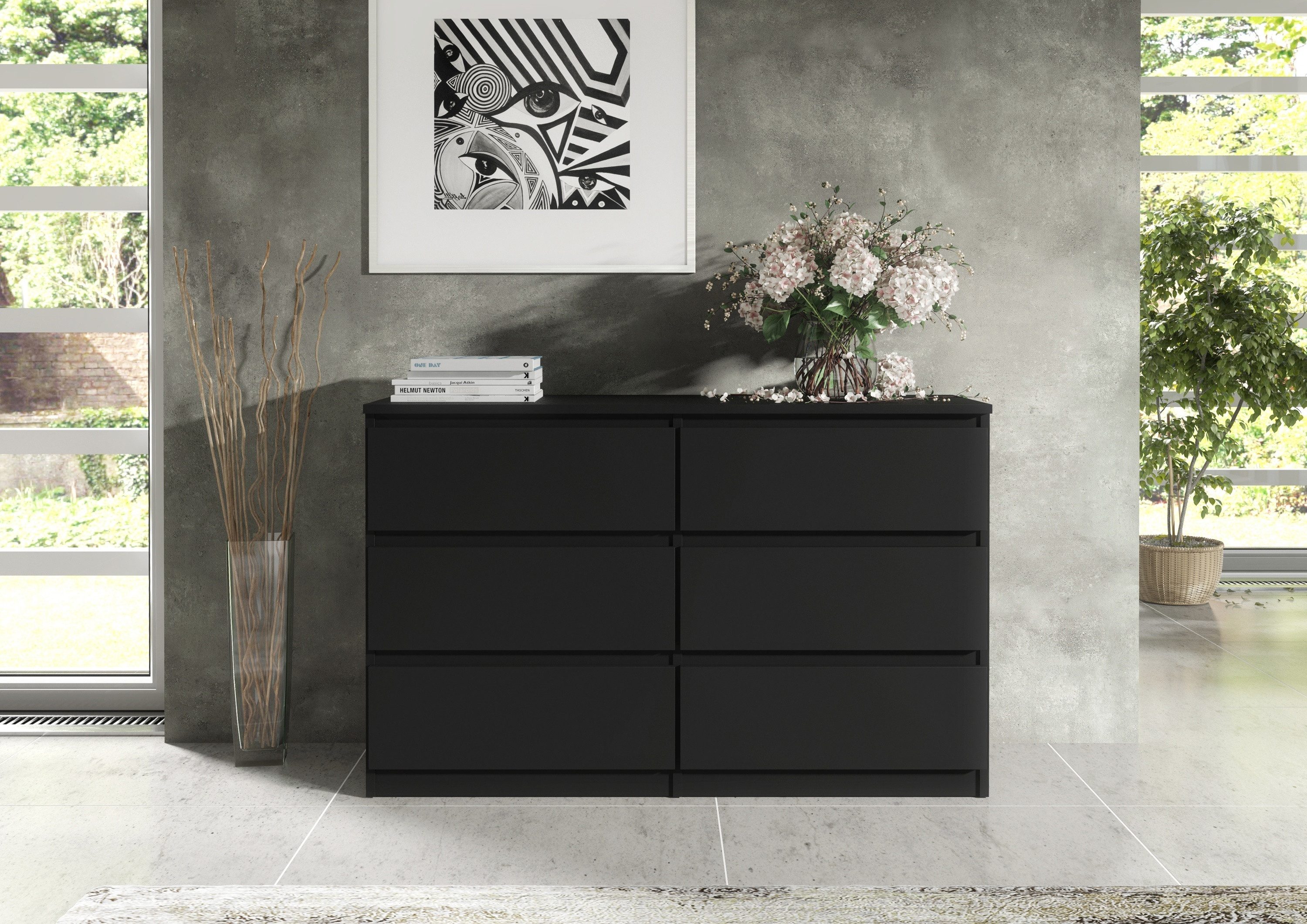 Raumhirsch Furniture Kommode, Sideboard, Kommode für das Schlafzimmer - Wohnzimmer (Maße: 100 × 39 × 78,5 cm, 6 Schubladen, Rollenschienen), viele Farbvarianten - Hochwertig & stabil