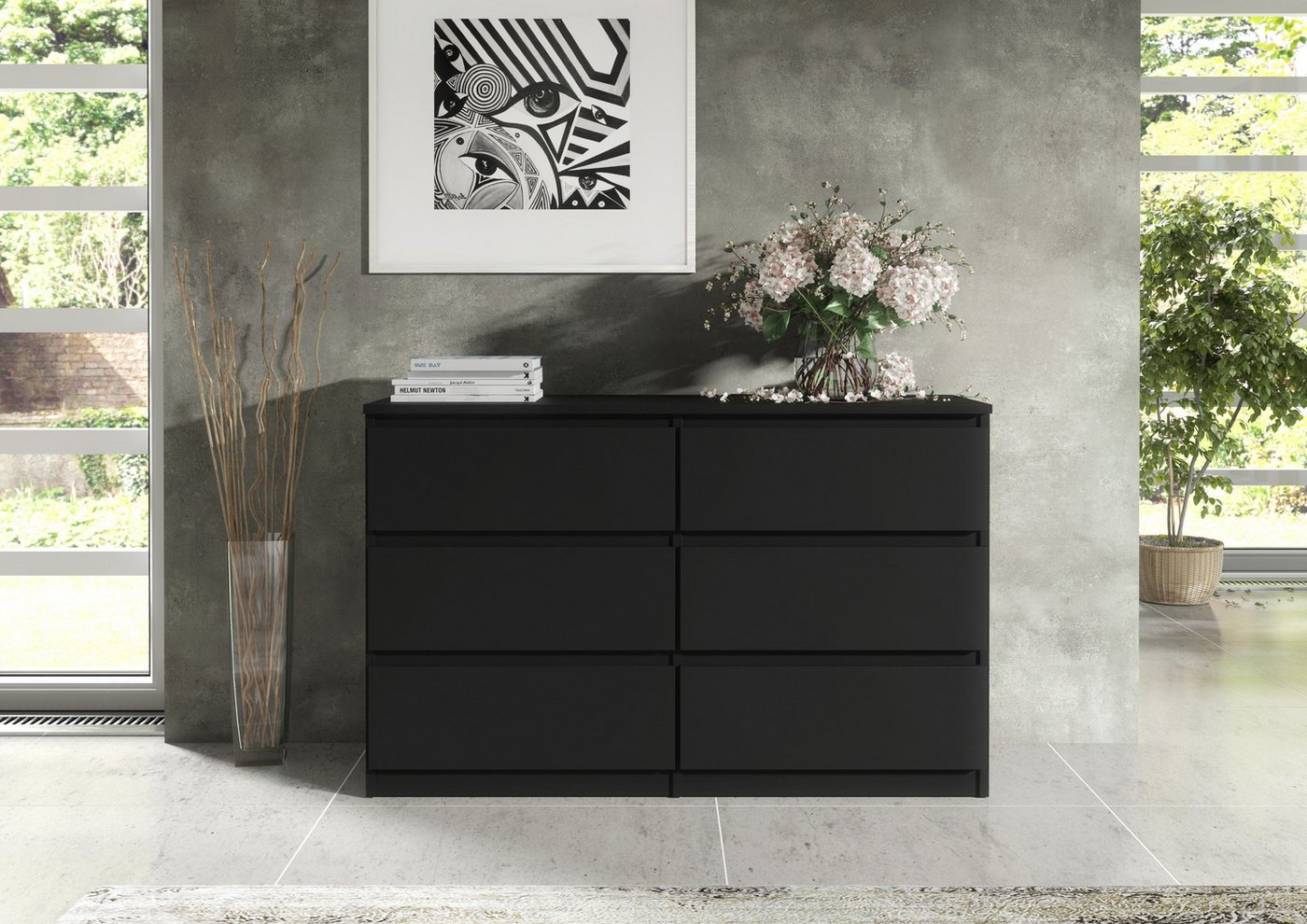 Raumhirsch Furniture Kommode, Sideboard, Kommode für das Schlafzimmer - Wohnzimmer (Maße: 100 × 39 × 78,5 cm, 6 Schubladen, Rollenschienen), viele Farbvarianten - Hochwertig & stabil
