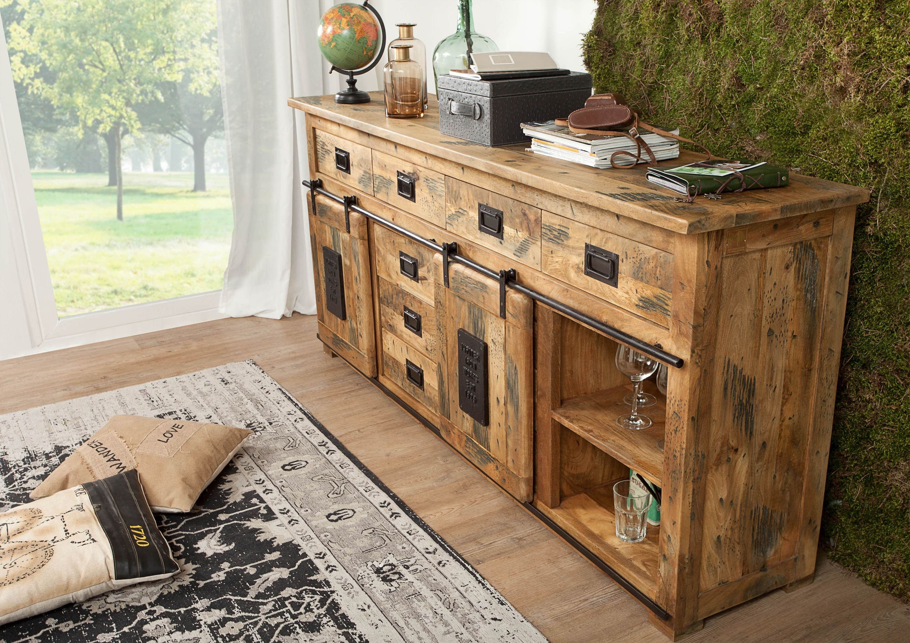 Massivmoebel24 Sideboard (Sideboard Mango 200x45x90 natur günstig online kaufen