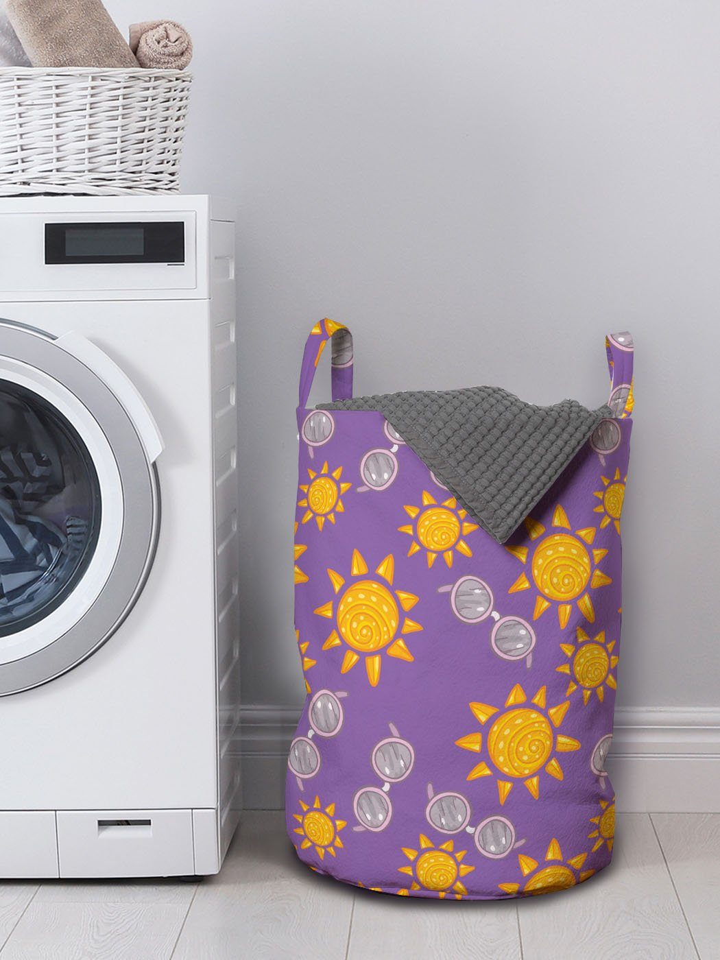 Abakuhaus Wäschesäckchen Wäschekorb mit Sonnenbrillen Waschsalons, Kordelzugverschluss Sommer und für Muster Griffen Sun