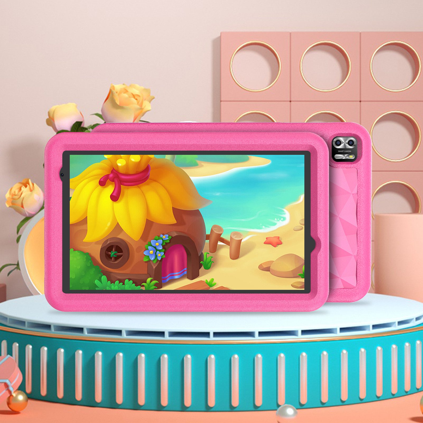 VASOUN Lerntablet B8K, 8-Zoll, 1280 x 800 HD mit Dual-Kamera, Wi-Fi, Android, (1-tlg), Stoßfeste, Kindermodus UI, 64GB ROM+8GB RAM