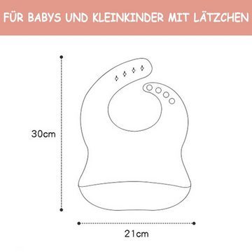 Baby Ja Kindergeschirr-Set Baby-Lätzchen, Silikon-Kinderlätzchen, Fütterlätzchen, Silikonlätzchen, Baby-Lätzchen, Baby-Lätzchen, wasserdicht und Einstellbare Passform