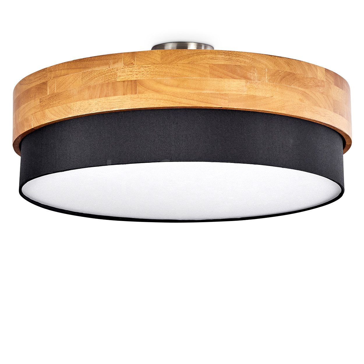 hofstein Deckenleuchte »Campitello« Deckenlampe, Metall/Holz/Stoff, Nickel- günstig online kaufen