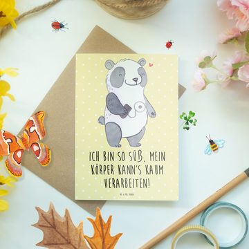 Mr. & Mrs. Panda Grußkarte Panda Insulinpumpe - Gelb Pastell - Geschenk, Grußkarte, Diabetes mel, Hochglänzende Veredelung