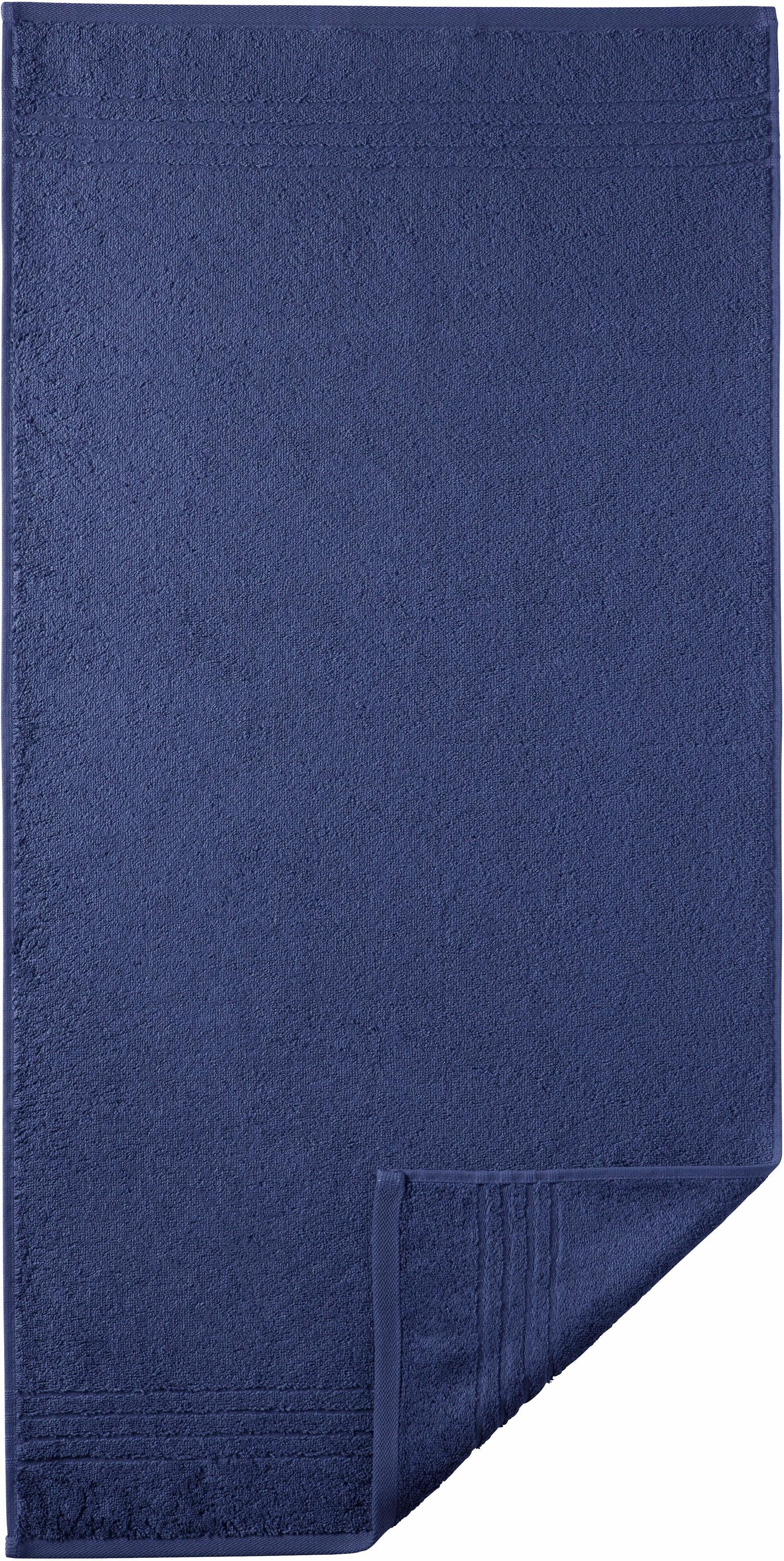 Egeria Badetücher Madison, dunkelblau Streifenbordüre, Walkfrottee Uni-Programm mit reine Baumwolle (1-St)