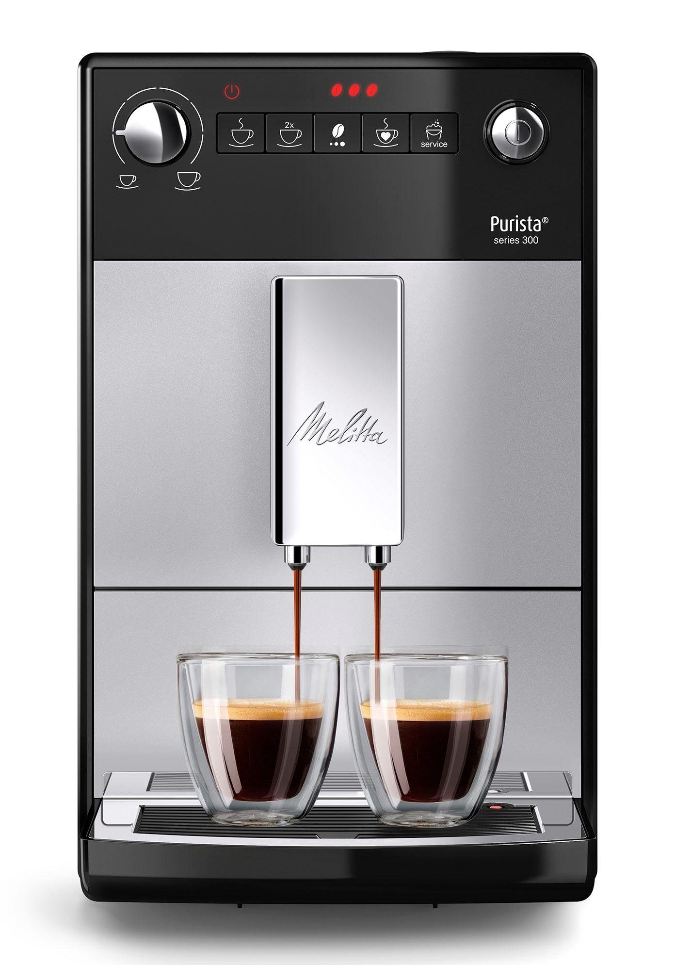 Melitta Kaffeevollautomat Purista® F230-101, silber/schwarz, Lieblingskaffee-Funktion, kompakt & extra leise