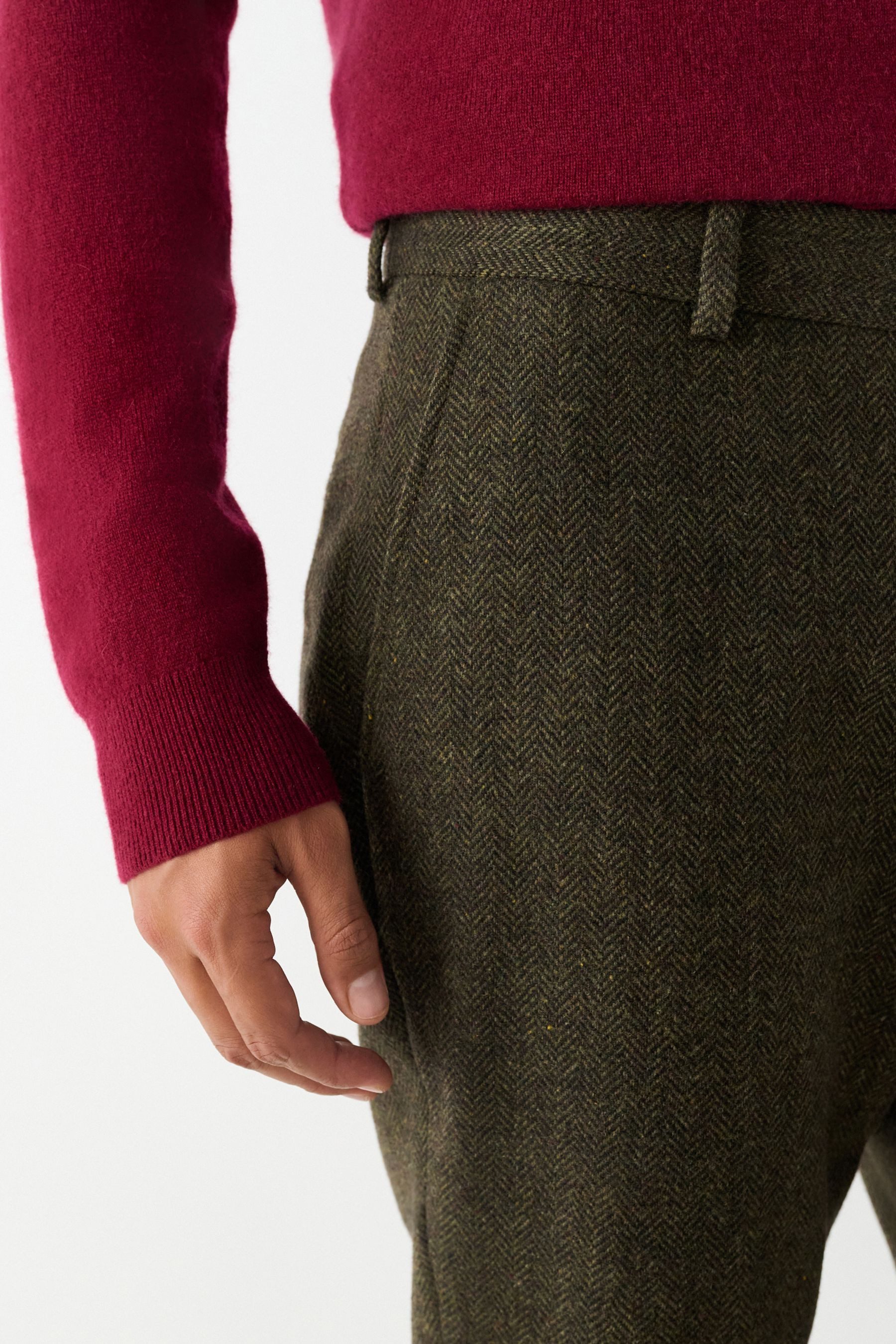 Next Anzughose Slim Fit Anzugshose mit Fischgrätmuster (1-tlg)