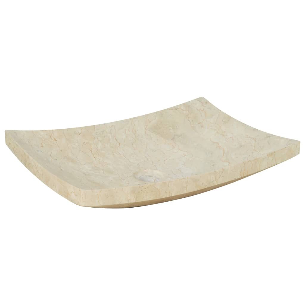 vidaXL Waschbecken, Waschtisch 50x35x12 cm Marmor Cremefarben