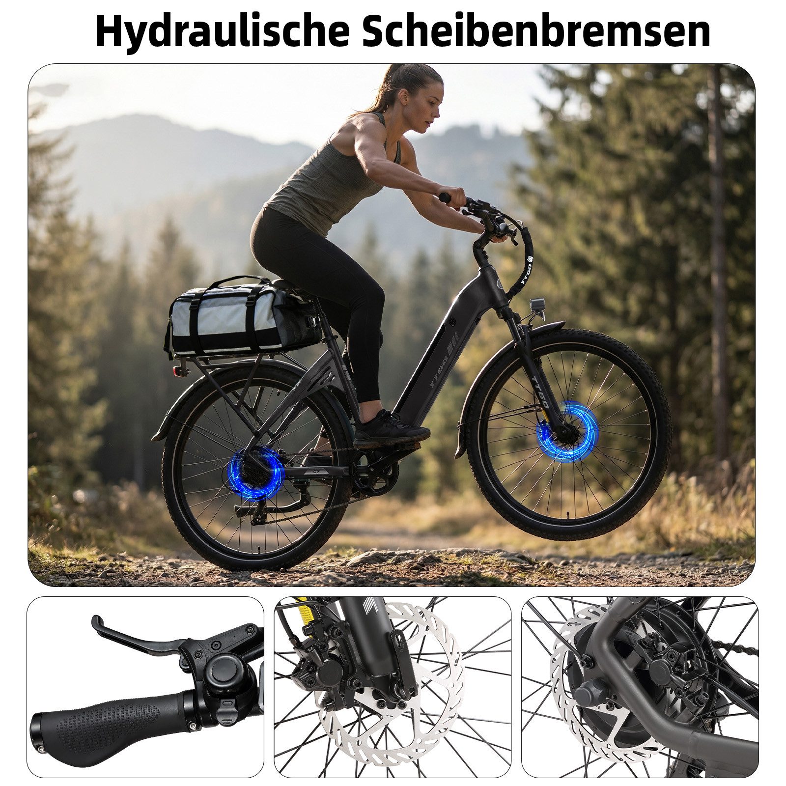 Vankel E-Bike Cityrad 28 Zoll, 70Nm, 648Wh bis zu 110km, Trekkingrad, Tiefeinstieg, 7 Gang Shimano, Kettenschaltung, Heckmotor, 648 Wh, (Farb-LCD, Zoom Federsat – Bild 5 von 5