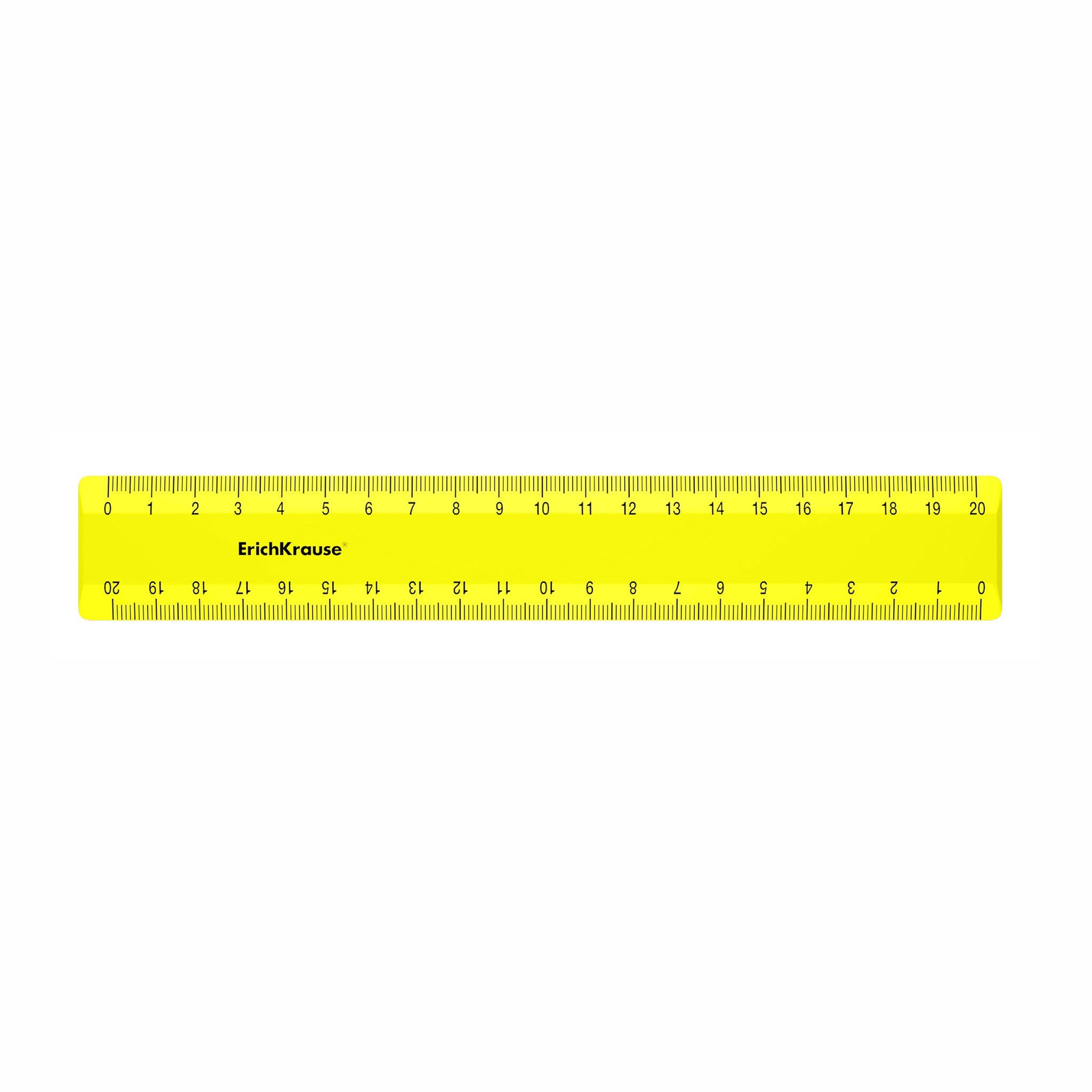 Erich Krause Lineal, Lineal 20cm doppelseitig Kunststoff 1 Stück Gelb Neon