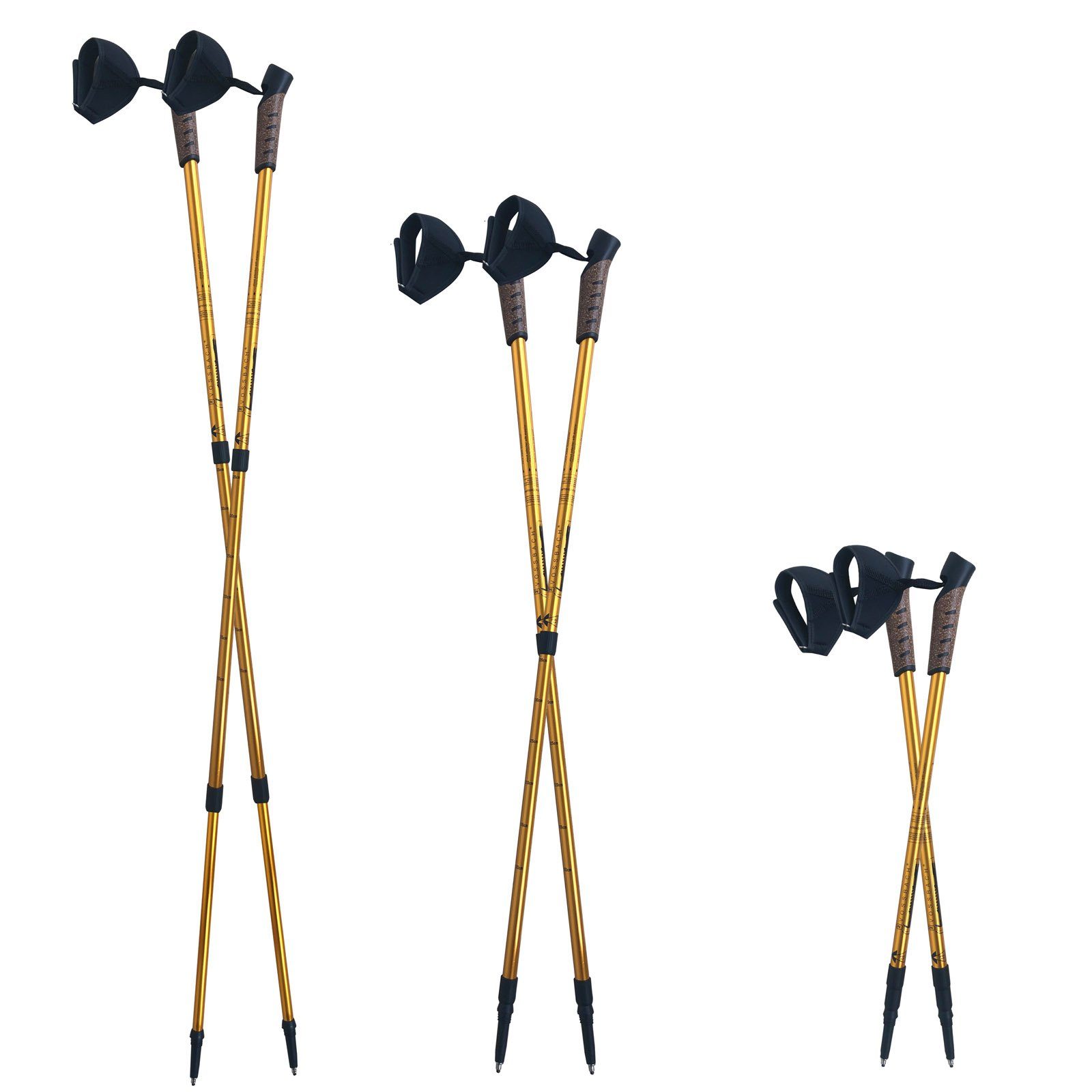 VOSSBACH Wanderstöcke Nordic Walking (1x Paar, Inkl. 12 Untergrund Aufsätze), Anti-Schock Federung – Bild 4 von 5