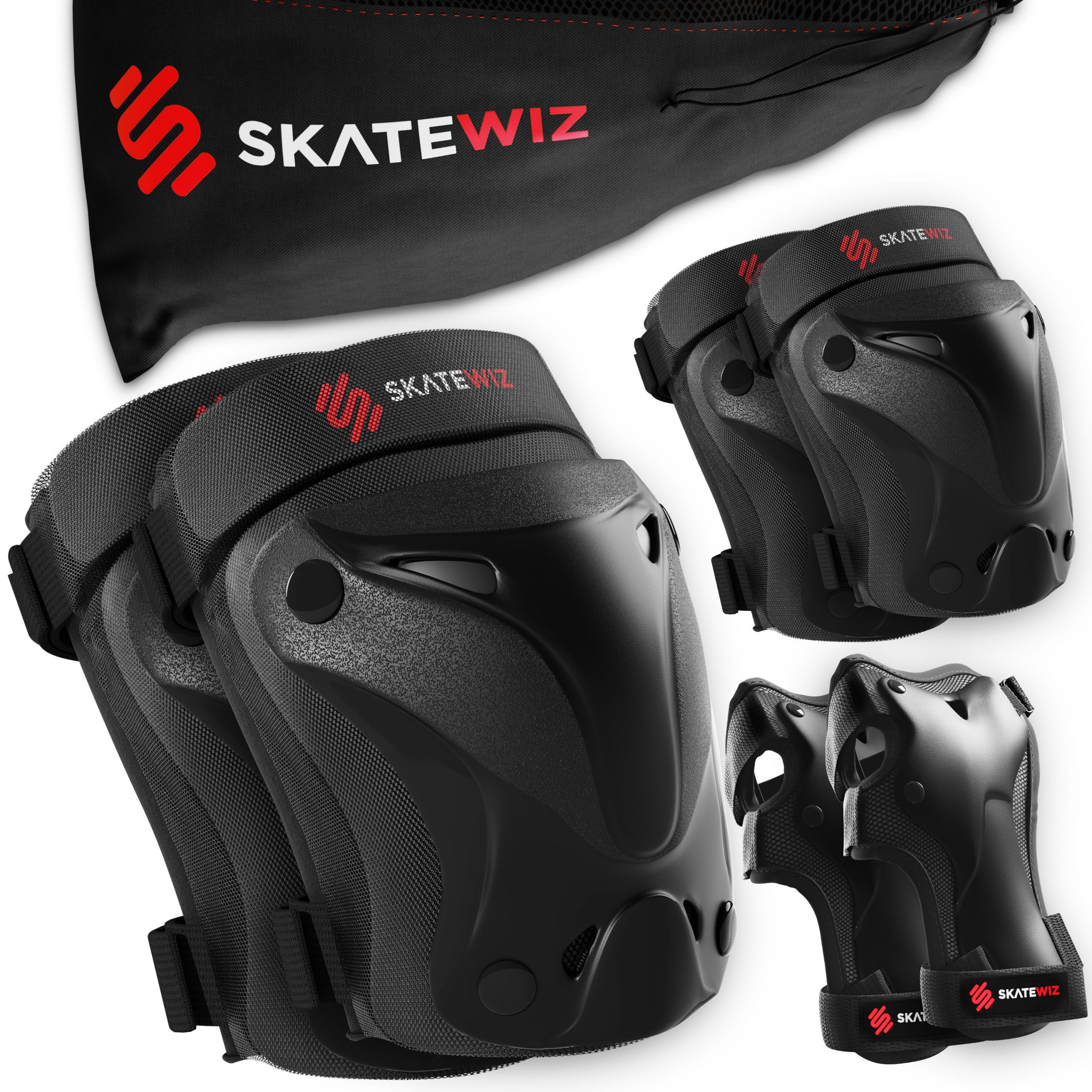 SKATEWIZ Защитные-Set Schützer Skateboard ab 8 Jahre Защитные Kinder und Erwachsene (Inline Skate Schonerset, 6-tlg., Наколенник Geschenke für Kinder - Inliner Schoner), Inline Skate, Skateboard & Schlittschuhe Schoner