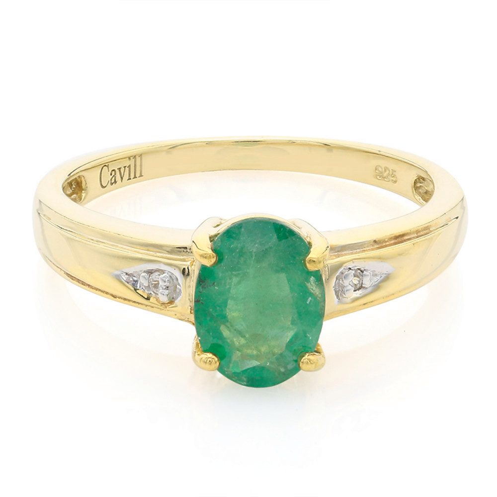 Cavill Silberring Smaragd Ring 1,07 ct Ovalschliff Sterlingsilber vergoldet,Zirkon (1-tlg)