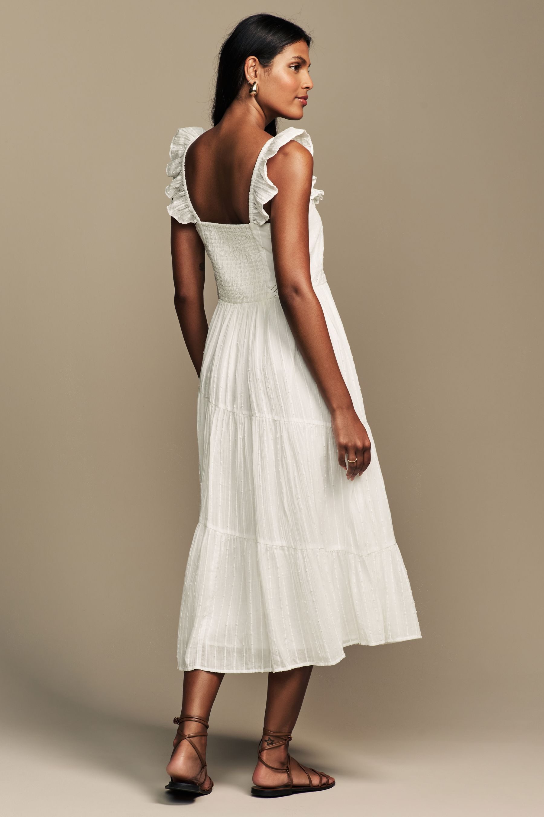 LAURA ASHLEY Druckkleid Laura Ashley Strukturiertes Midaxi-Kleid, Spitze (1 günstig online kaufen