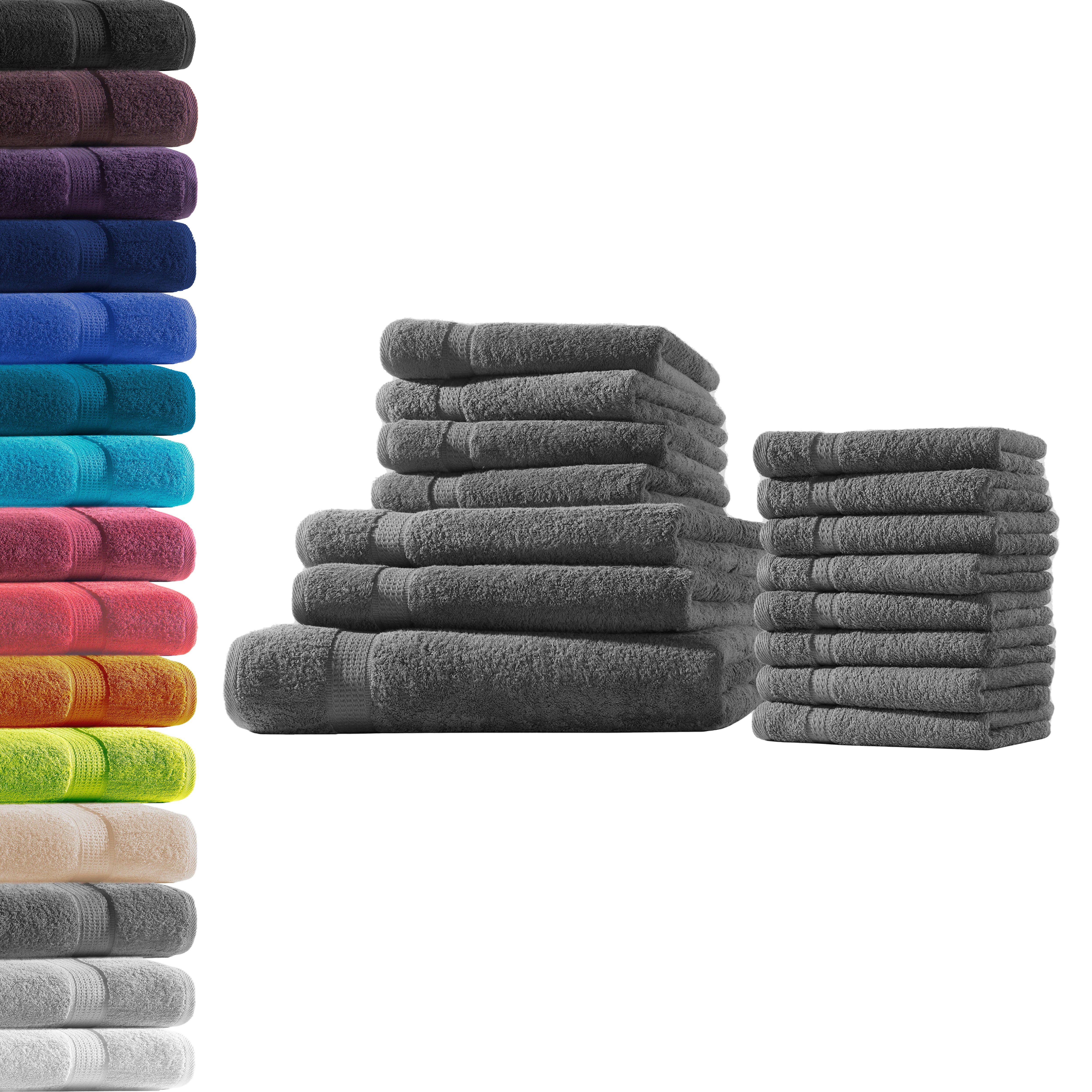 Hometex Premium Textiles Handtuch in Premium Qualität 500 g/m², Feinster Frottier-Stoff 100% Baumwolle, 1x Badetuch + 2 Duschtuch + 4 Handtuch + 8 gastetuch, weich, saugfähig, extra schwer & flauschig