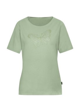 Trigema T-Shirt TRIGEMA T-Shirt mit Schmetterling aus Strasssteinen (1-tlg)