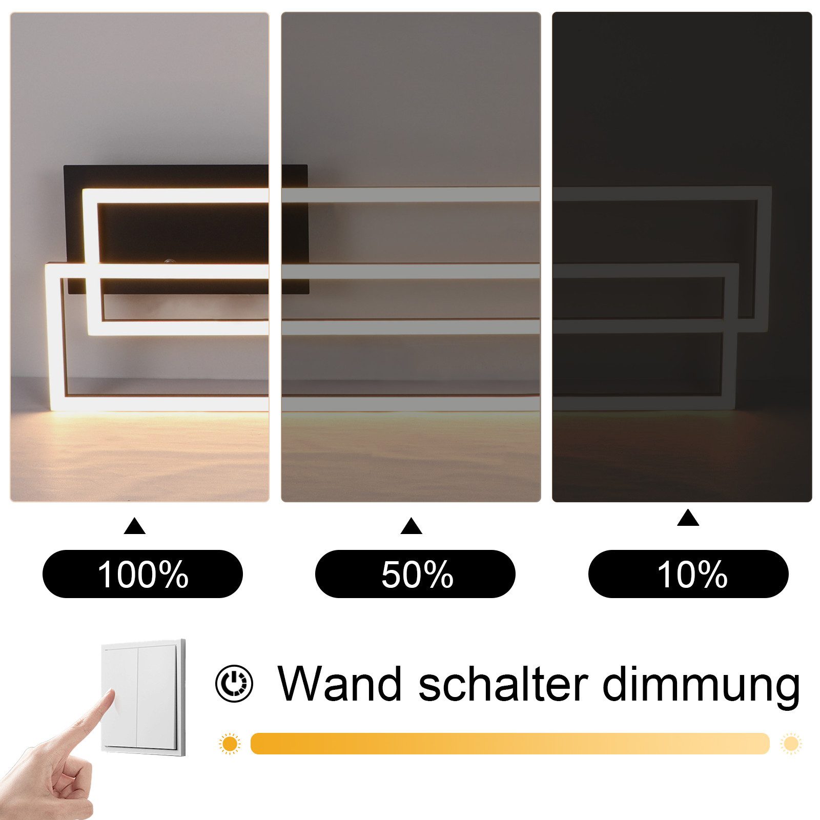 ZMH LED Deckenleuchte Wohnzimmer 2 Rahmen Modern 3000K Schwarz/Weiß 32W Dec günstig online kaufen