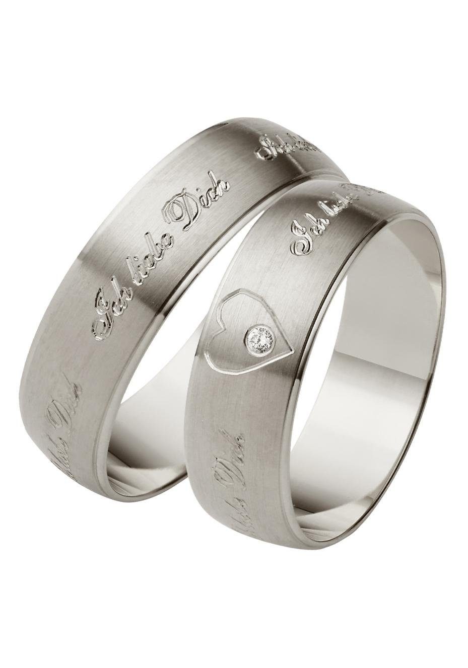 Firetti Trauring Schmuck Geschenk Hochzeit Ehering Trauring "Ich liebe Dich", Made in Germany - mit o. ohne Brillant/Diamant