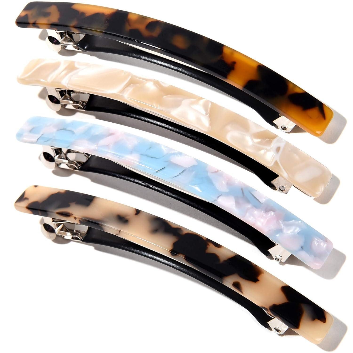 LuxusKollektion Haarspange Große Automatische Haarspange Zelluloid Leopard 10 Cm für Damen