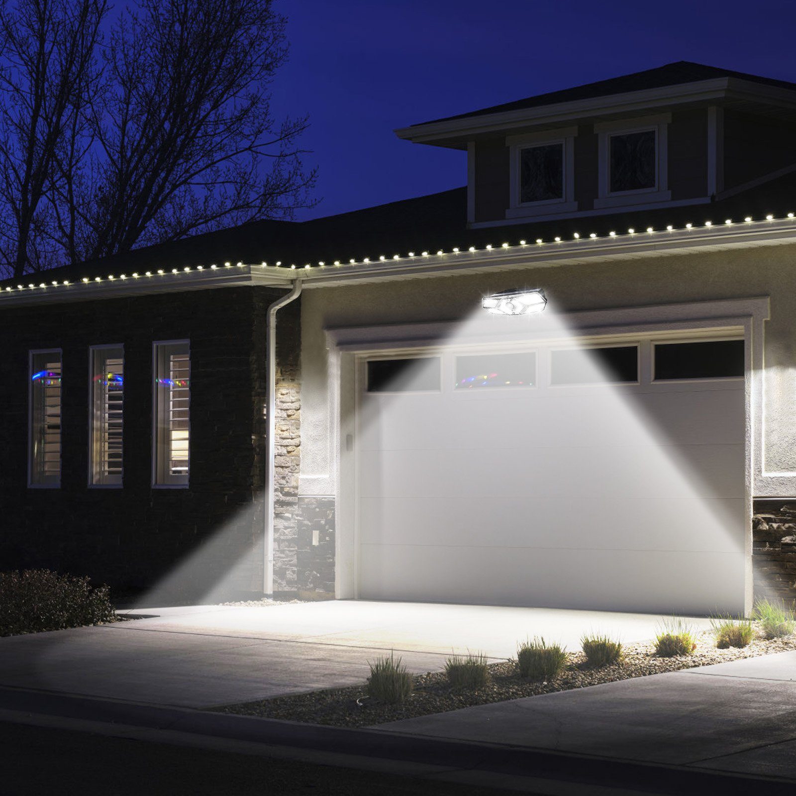 MUPOO LED Außen-Wandleuchte 128/170LED Solarleuchte 300°Weitwinkel günstig online kaufen