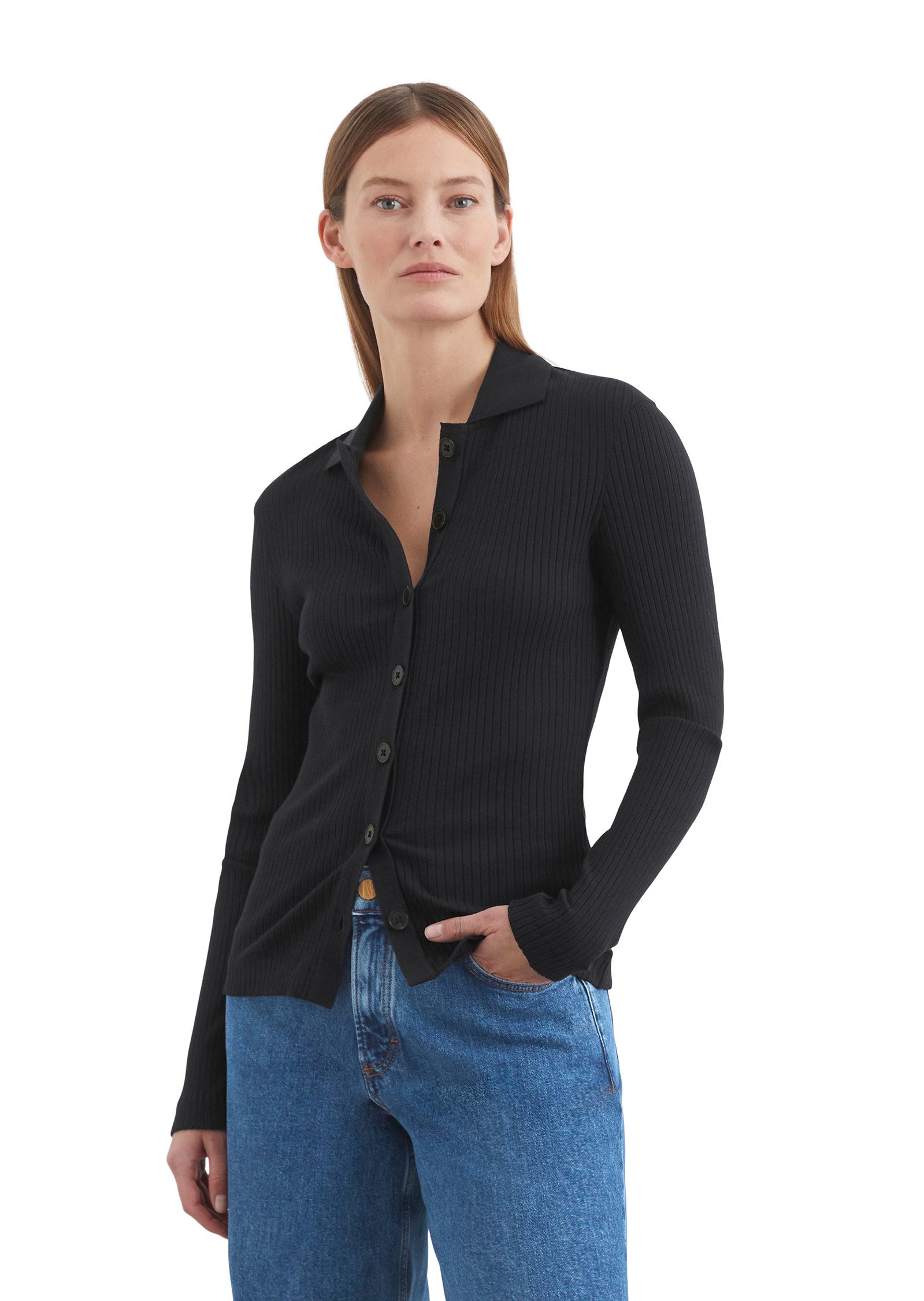 Marc O'Polo Langarmbluse Ripp-Jerseybluse loose günstig online kaufen
