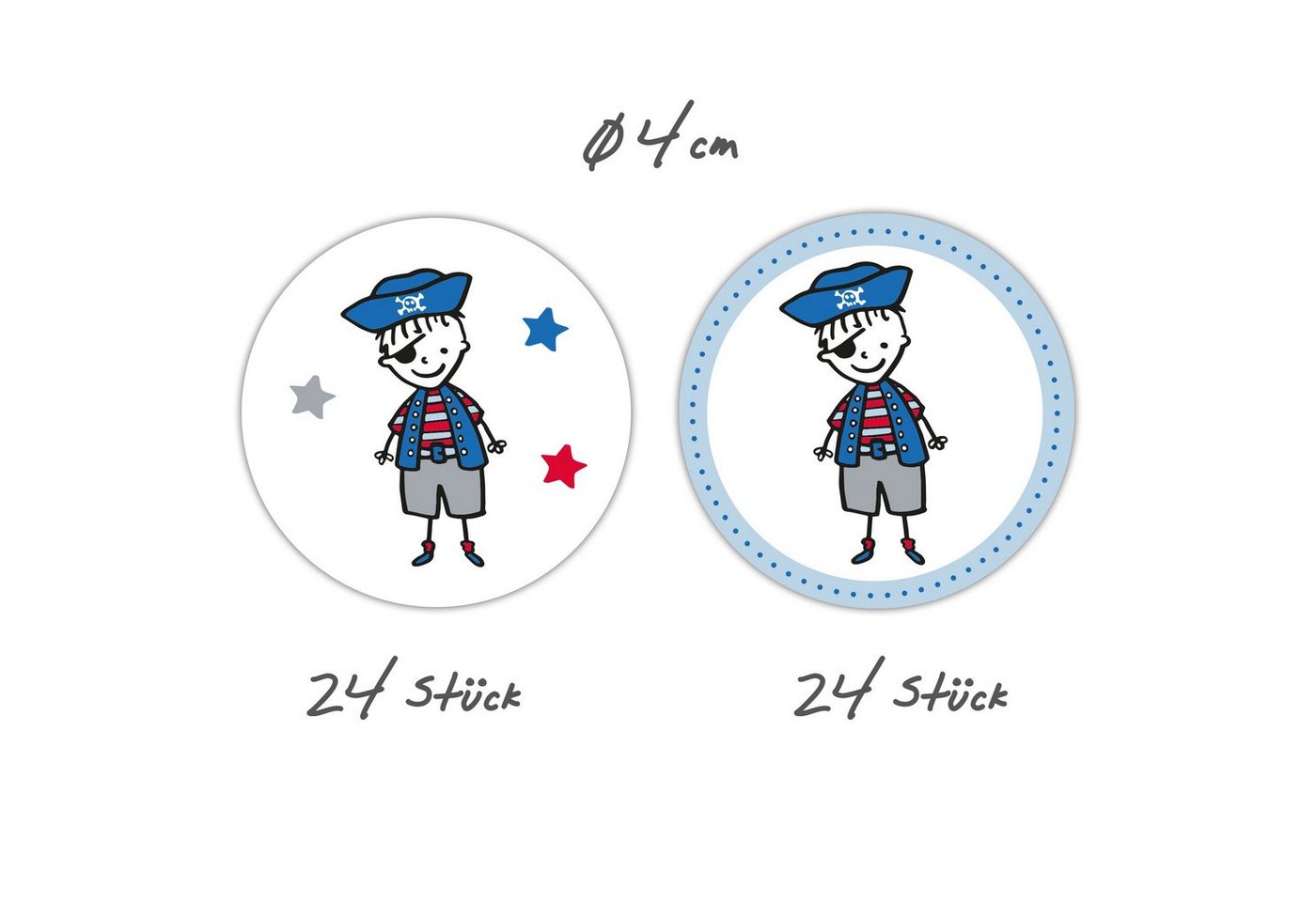 Thumbnail - Frau WUNDERVoll Sticker 48 Aufkleber Pirat, blau