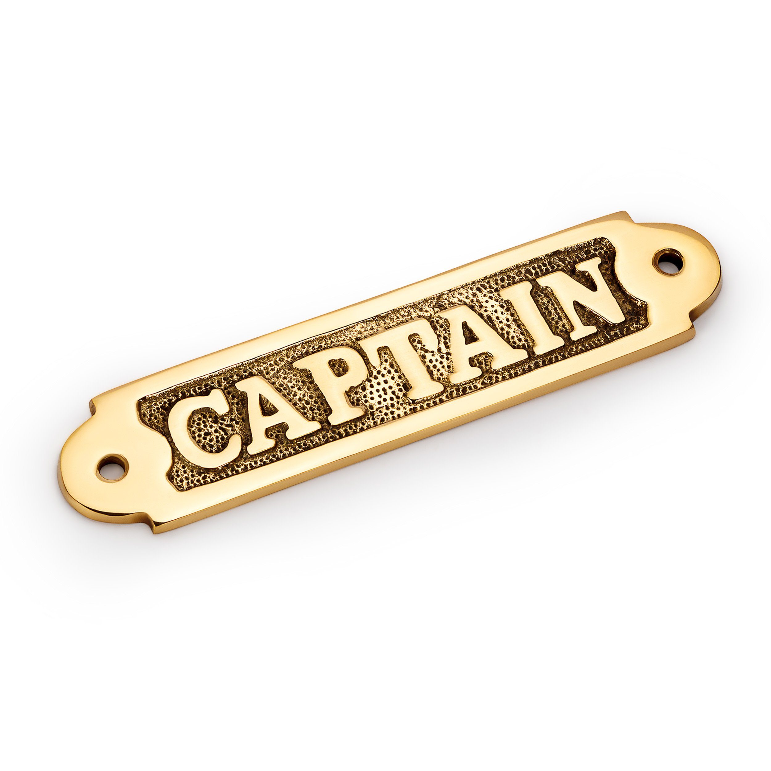 Captain Nautische Schriftzug aus 16x3.7cm Messing NKlaus Wanddekoobjekt Maritimes Türschild) Türschild Maritim (Messing