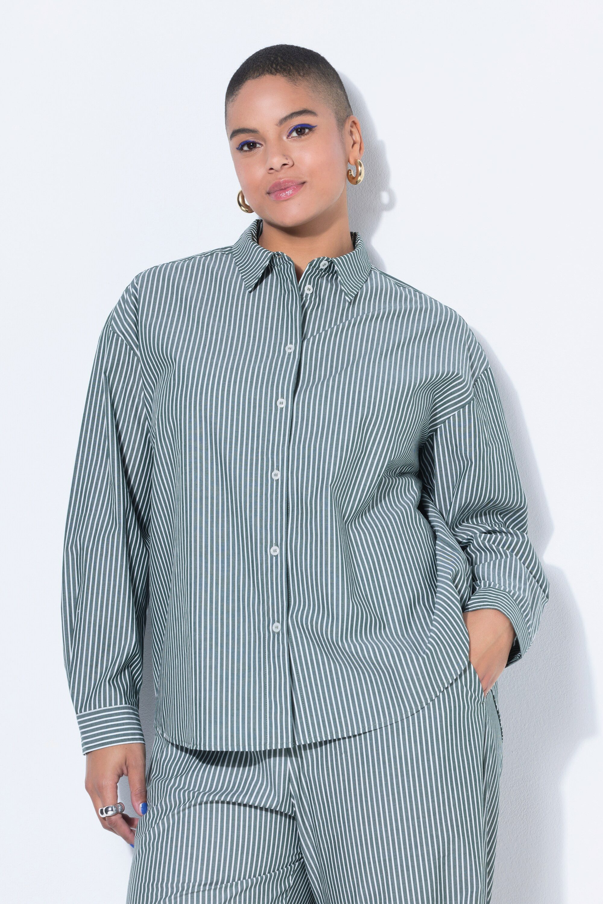 Studio Untold Hemdbluse Streifenhemd Oversize Shape Patch