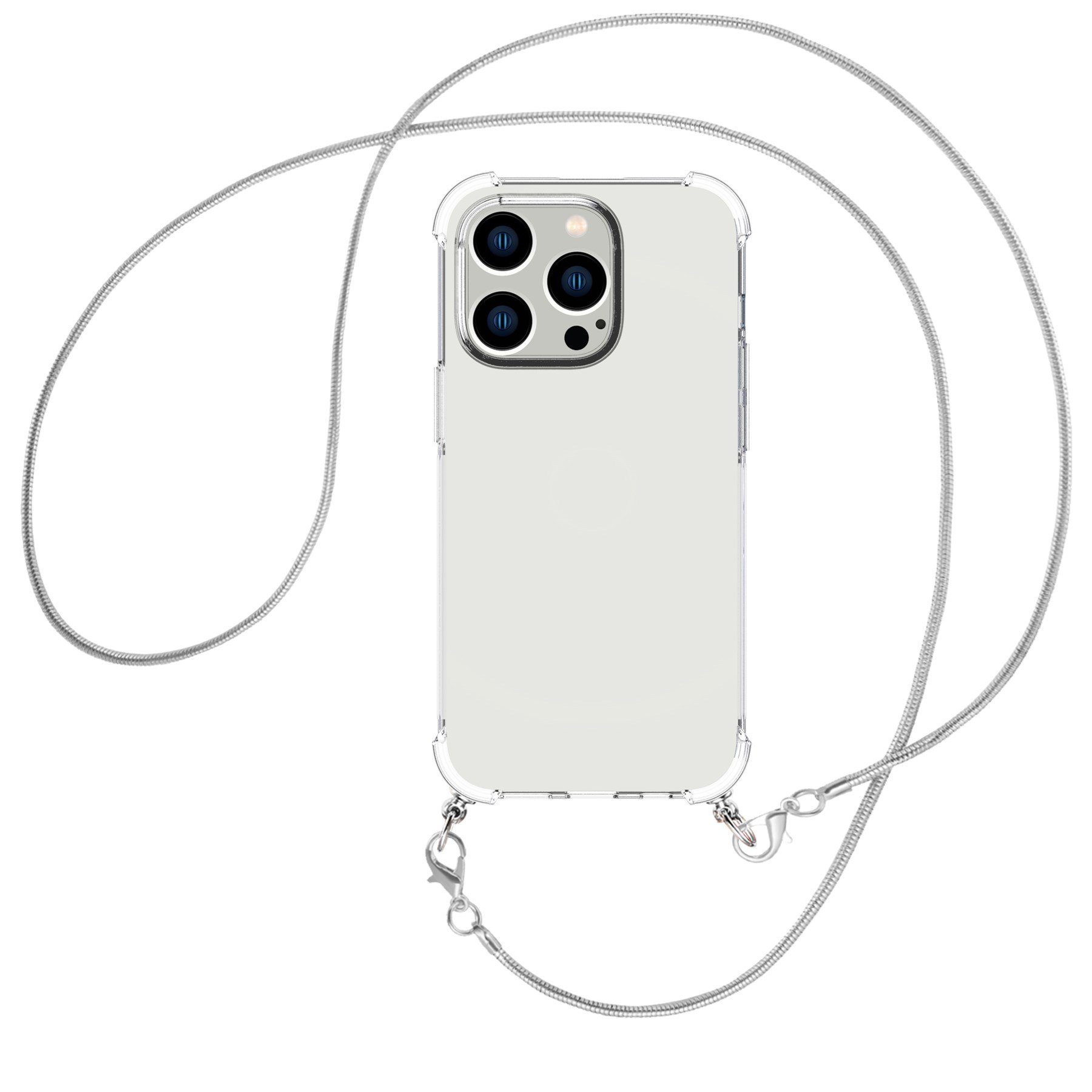 mtb more energy Handykette für Apple iPhone 15 Pro [NC-751-MK], Umhängehülle mit Metallkette [NC-751-MK]