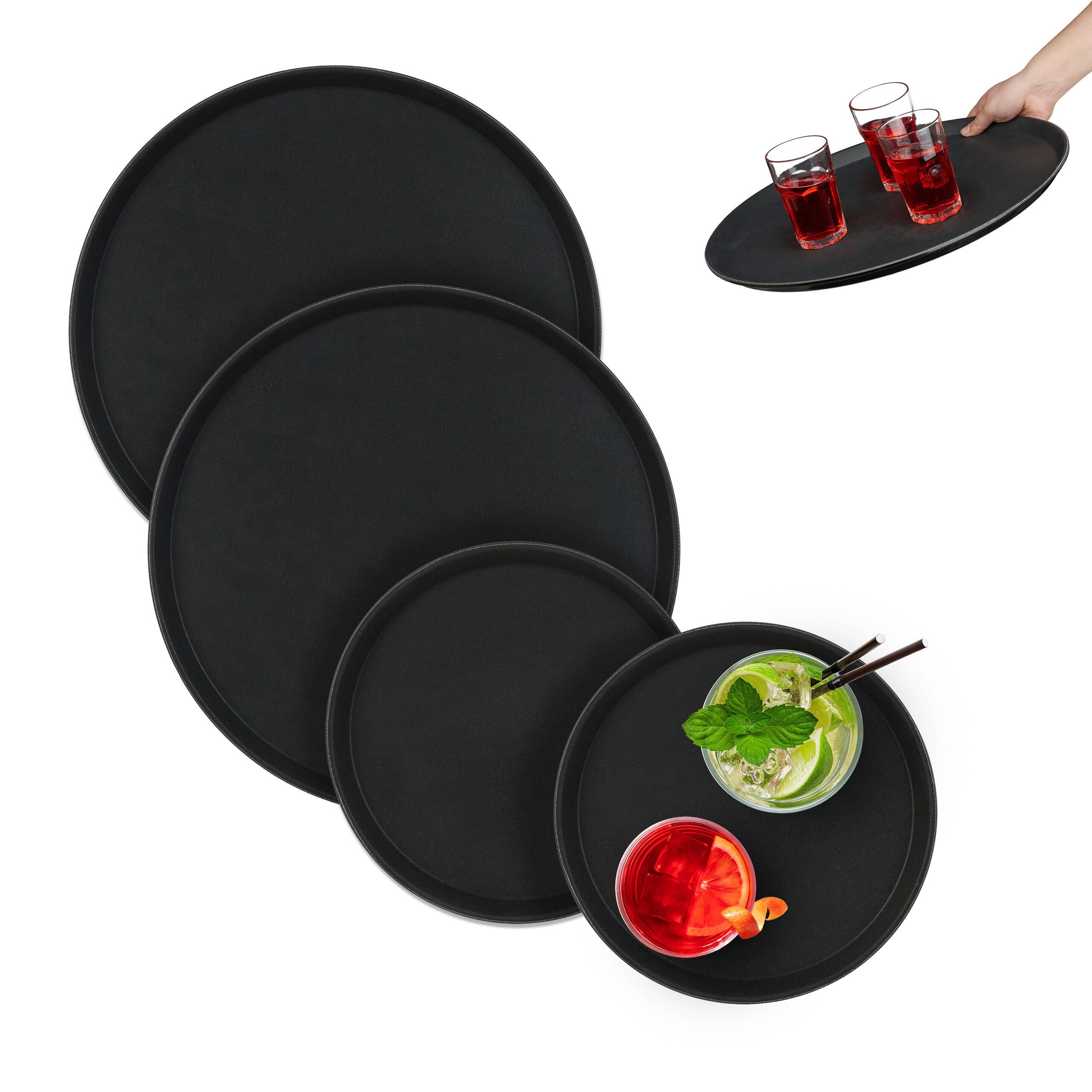 Tablett Serviertablett 4er Set 2 Größen