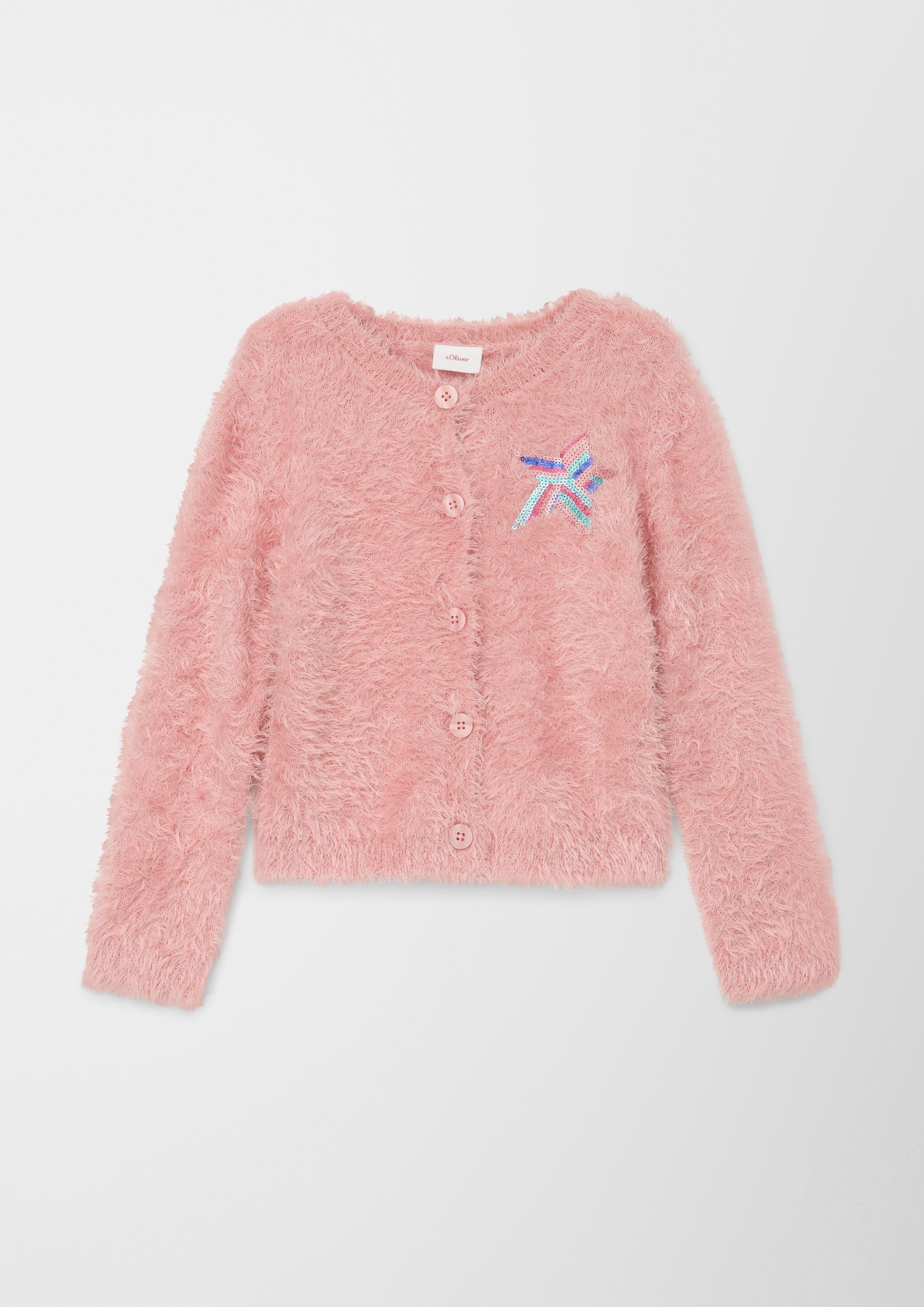 mit Strickjacke s.Oliver Paillettendetail Strickjacke rosa Pailletten