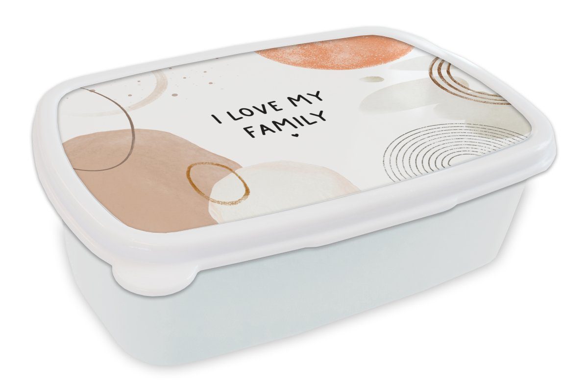 MuchoWow Lunchbox Zitate - Sprichwörter - Ich liebe meine Familie - Familie, Kunststoff, (2-tlg), Brotbox für Kinder und Erwachsene, Brotdose, für Jungs und Mädchen weiß