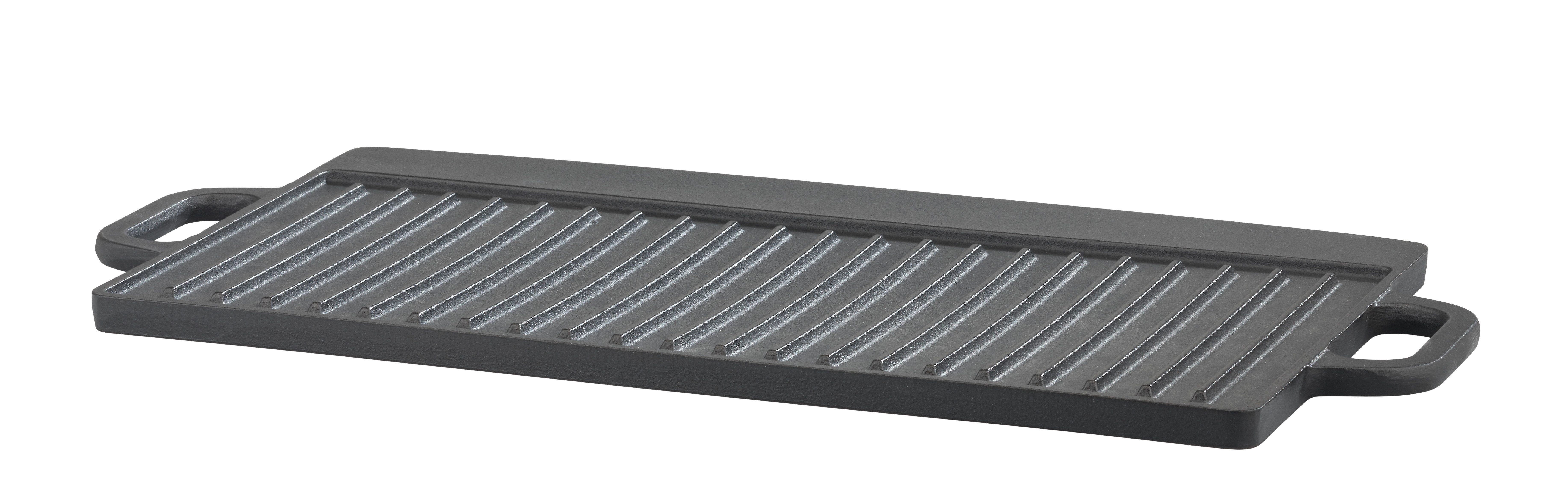 GSW Grillplatte Black Iron BBQ (1-St), Gusseisen Grillplatte zur Anwendung auf dem Grill, Feuer oder Backofen