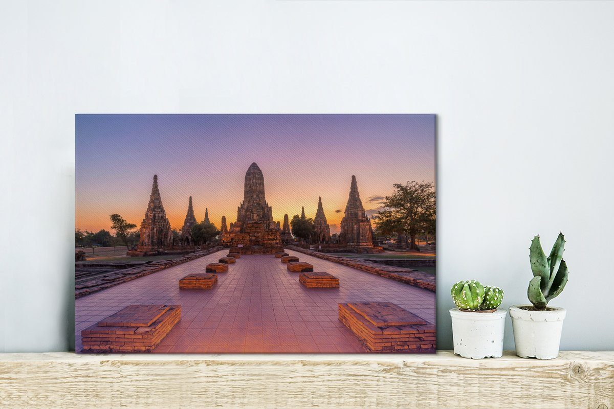 bunter St), Ayutthaya, cm 30x20 Leinwandbilder, über Wandbild Himmel Wanddeko, OneMillionCanvasses® Aufhängefertig, Schöner (1 Leinwandbild
