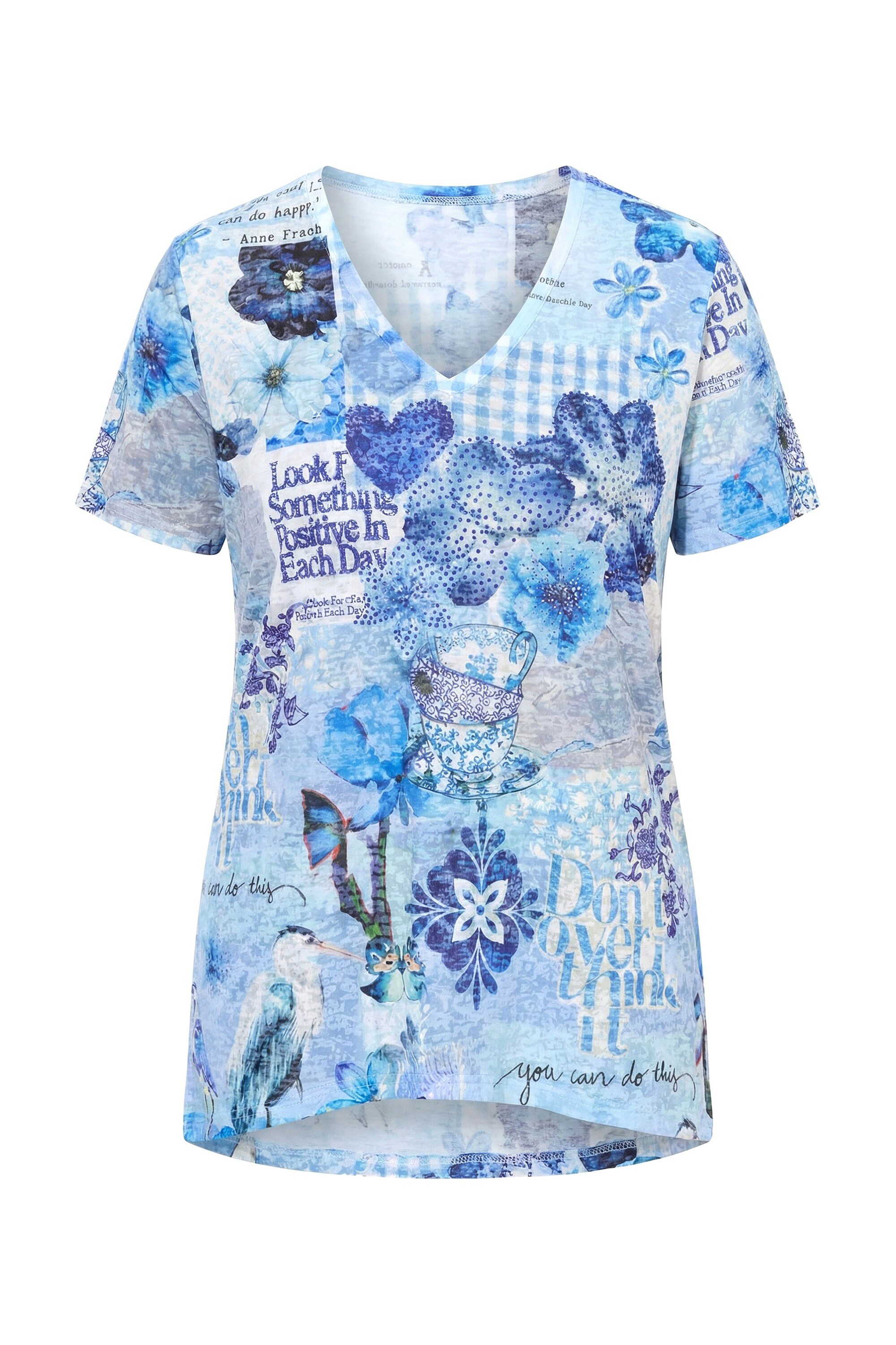 T-Shirt T-Shirt A-Linie Glitzersteinchen Allovermuster