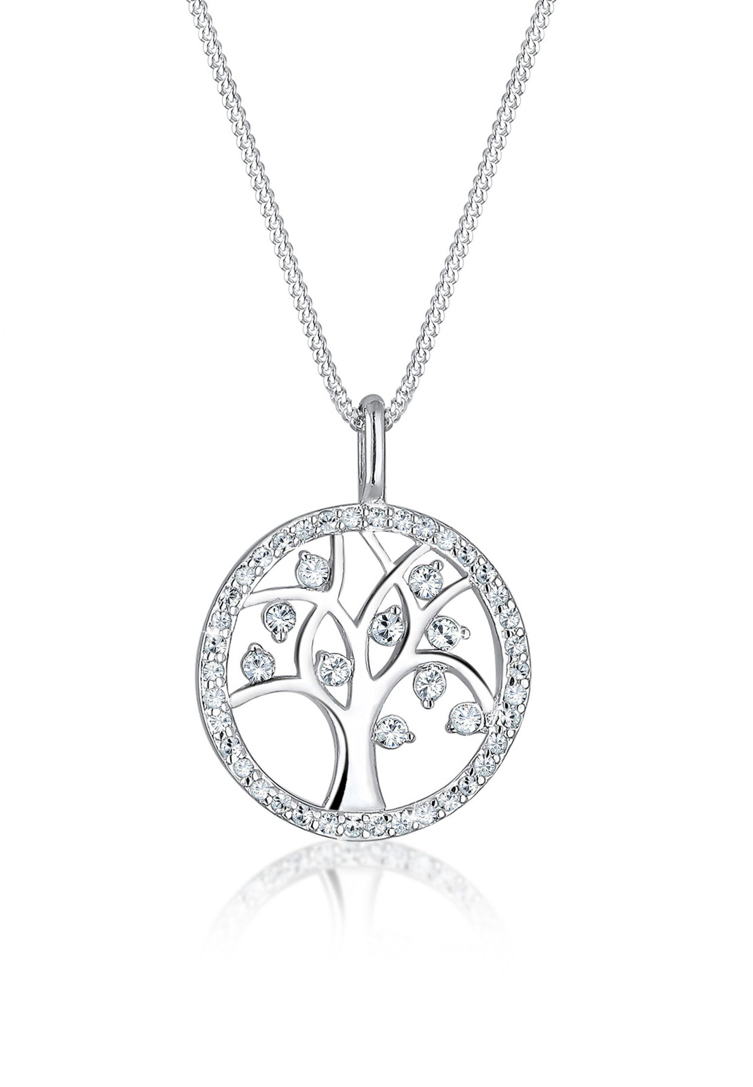 Elli Kette mit Anhänger Lebensbaum mit Kristallen von Swarovski® 925 Silber, Lebensbaum