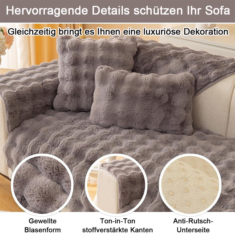 NUODWELL Sofabezug Kaninchen Plüsch Sofabezug L/U Form 1/2/3/4 Sitzer Sofa günstig online kaufen
