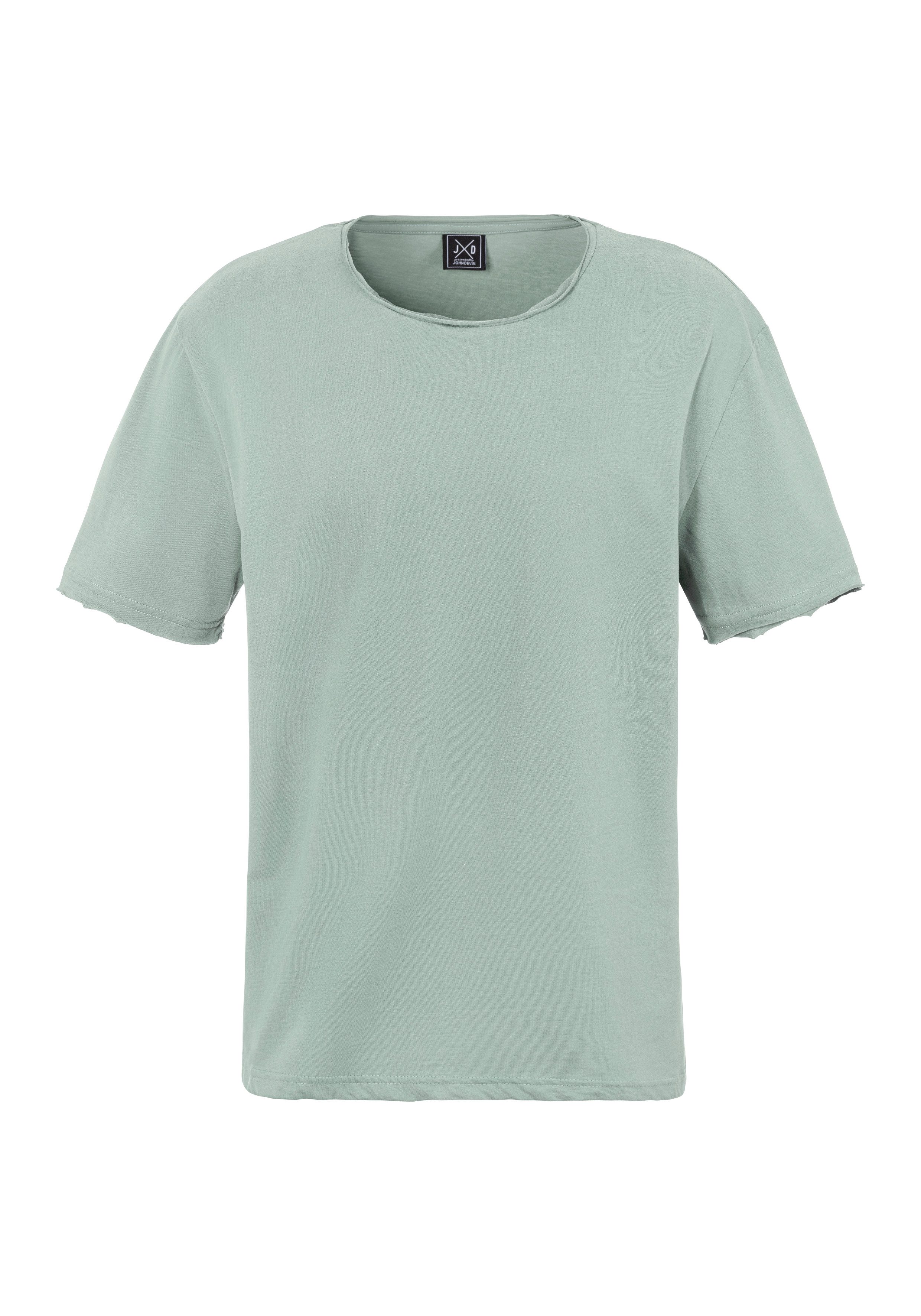 John Devin T-Shirt mit geschnittenen Kanten (Packung, 2) Relaxed Fit, Kurzarm, Freizeitshirt mit Rundhals aus reiner Baumwolle – Bild 4 von 5